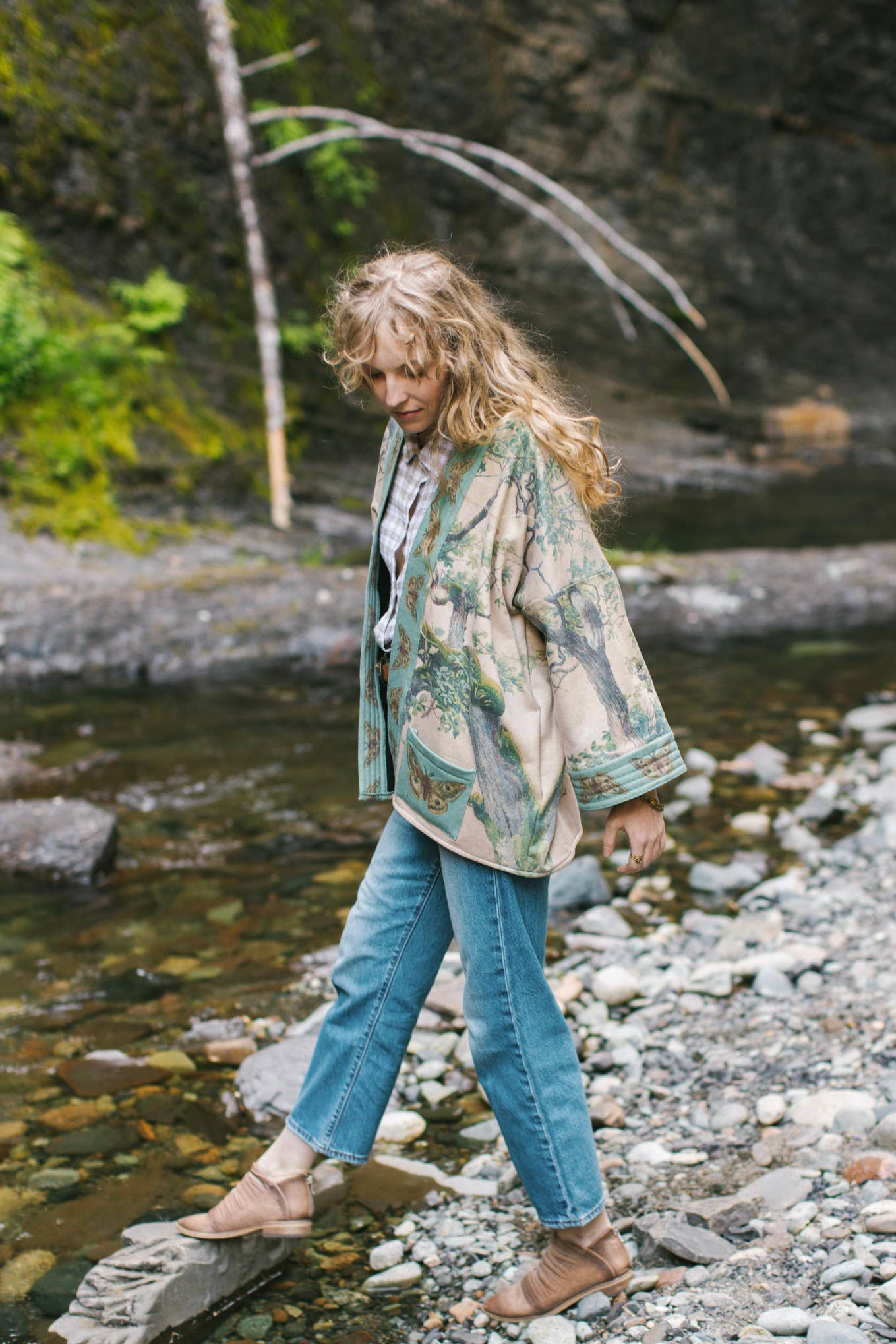 Earth & Sky Fleece Lined Cozy Cottage Cardigan Kimono Jacket