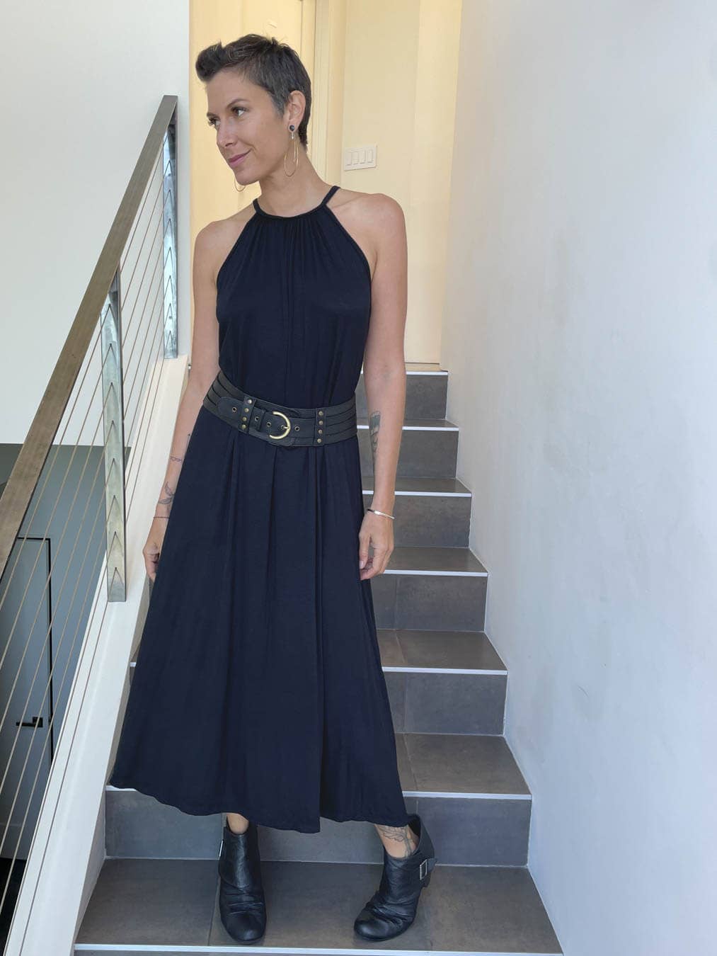 High Neck Maxi Dress: Teal / S/M