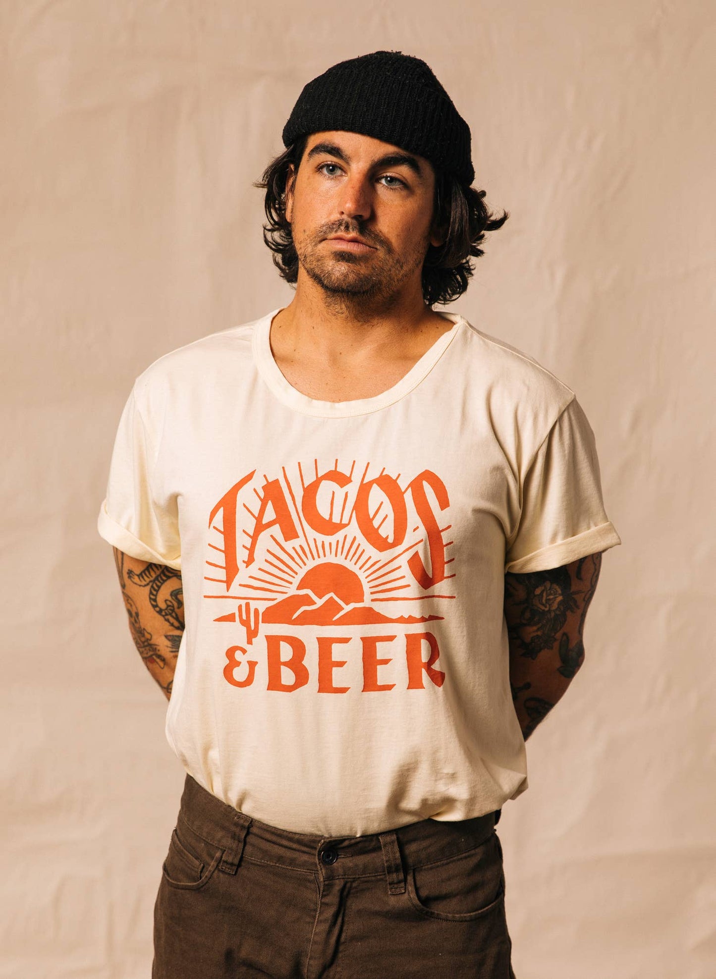 Tacos & Beer Western Vintage Style Tee for Men & Women: Medium