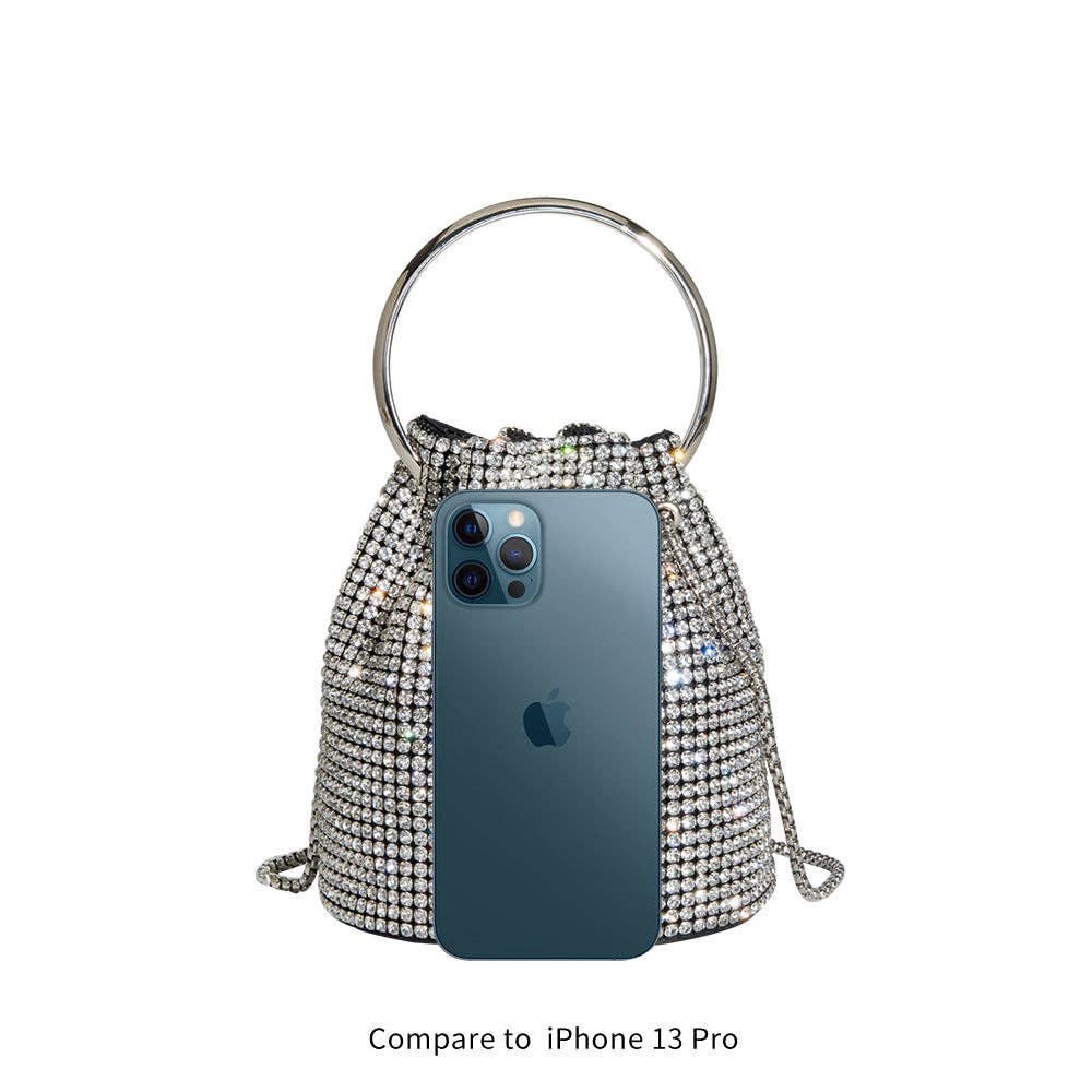Kasee Small Crystal Top Handle Bag in Silver