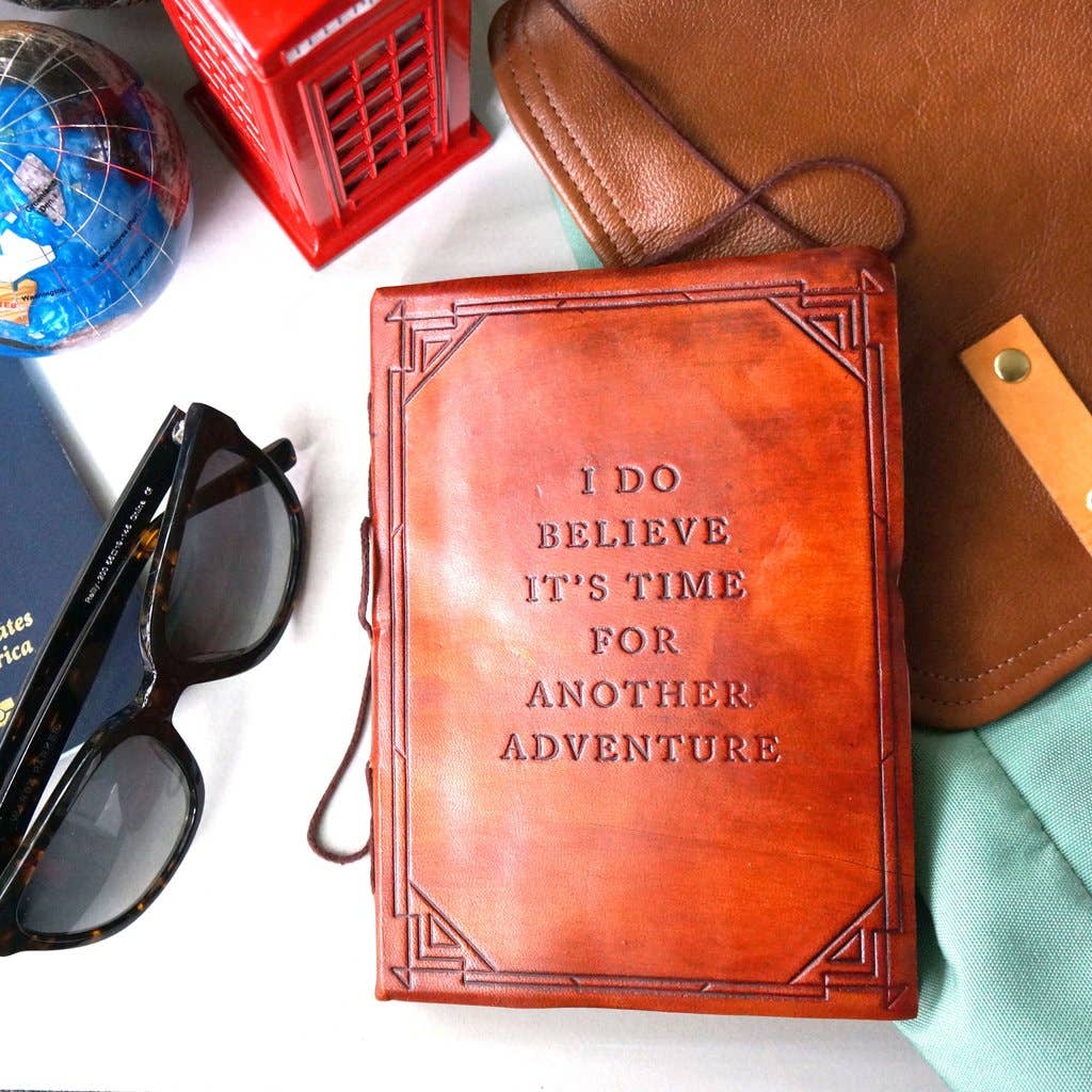 Another Adventure Quote Leather Journal - 5x7 Brown: String Tie