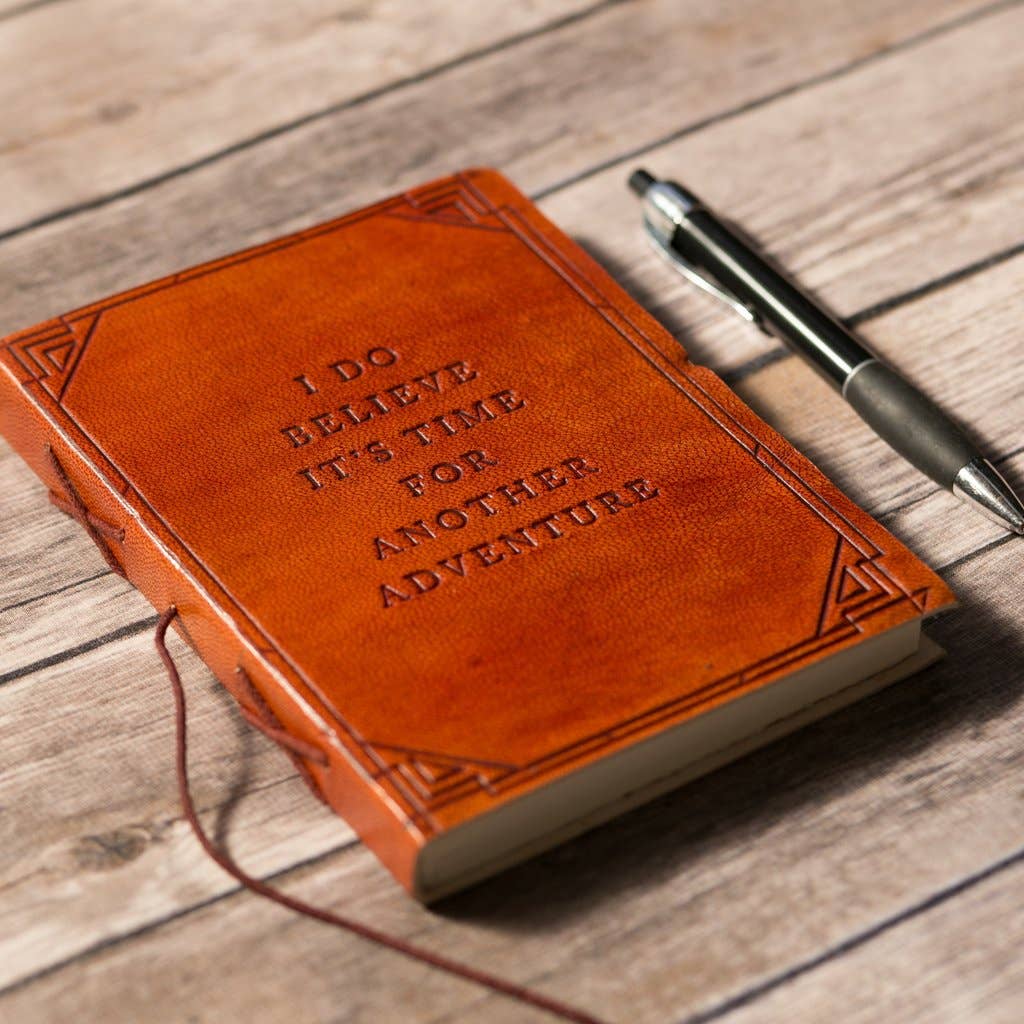 Another Adventure Quote Leather Journal - 5x7 Brown: String Tie