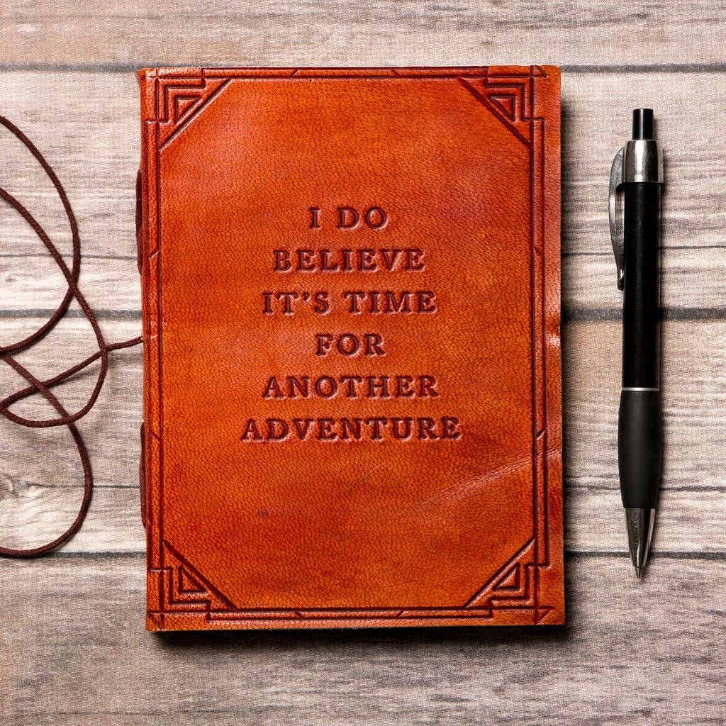 Another Adventure Quote Leather Journal - 5x7 Brown: String Tie