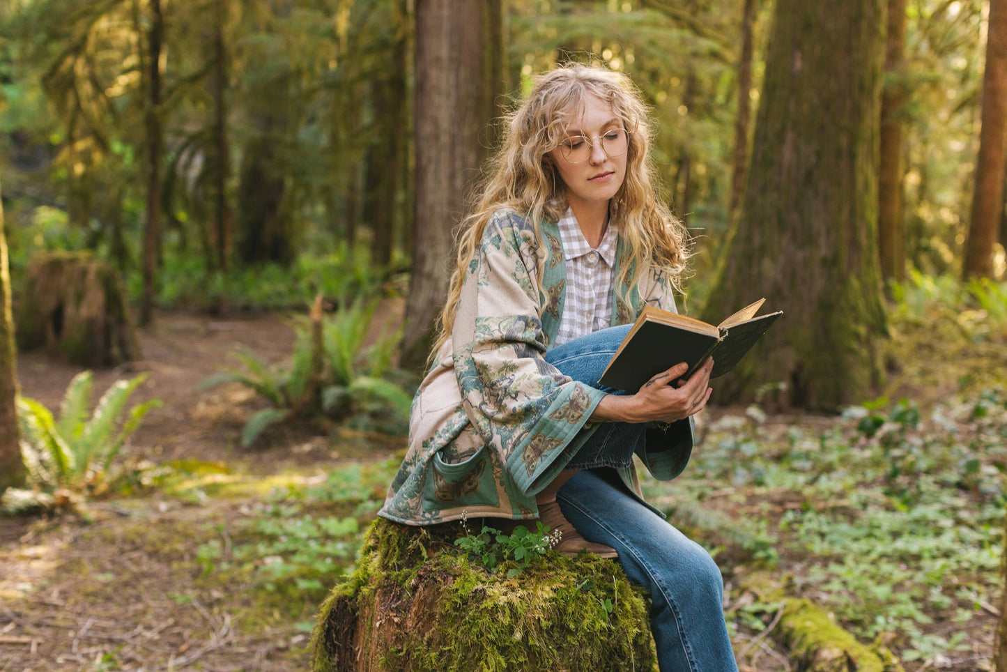 Earth & Sky Fleece Lined Cozy Cottage Cardigan Kimono Jacket