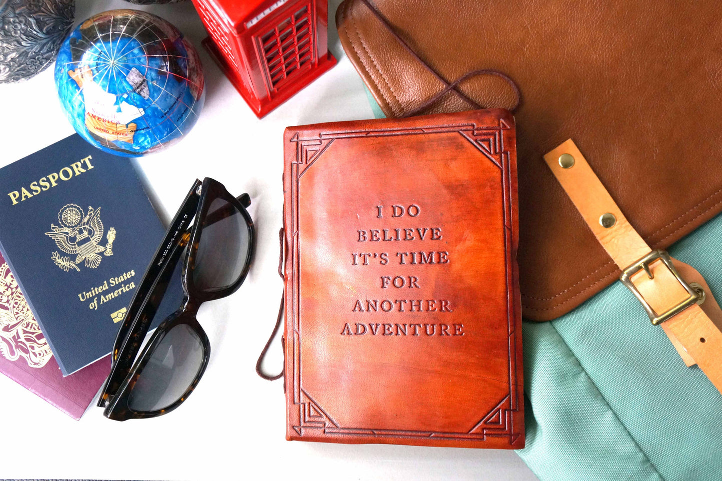 Another Adventure Quote Leather Journal - 5x7 Brown: String Tie