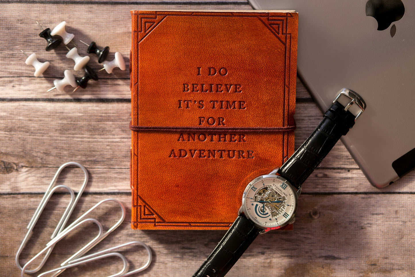 Another Adventure Quote Leather Journal - 5x7 Brown: String Tie