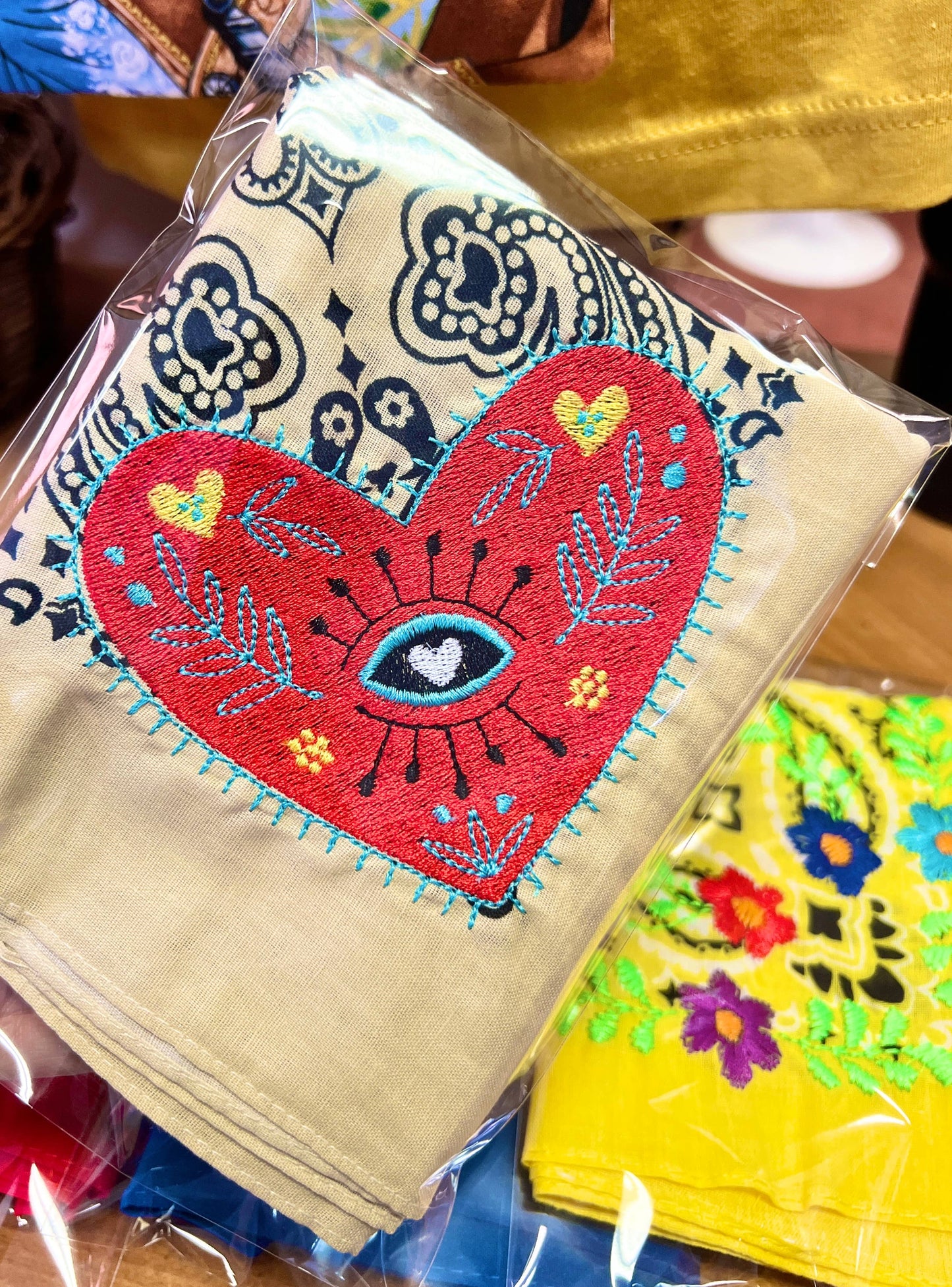 Boho Heart Embroidered Bandana