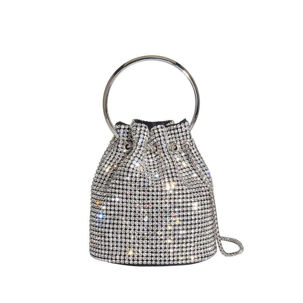 Kasee Small Crystal Top Handle Bag in Silver