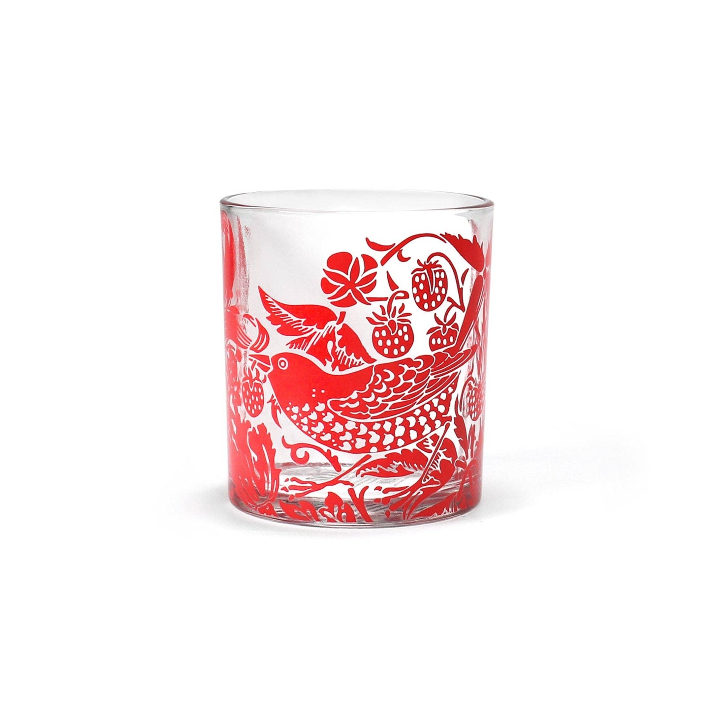 Drinking Glass Tumbler William Morris Raspberry Red