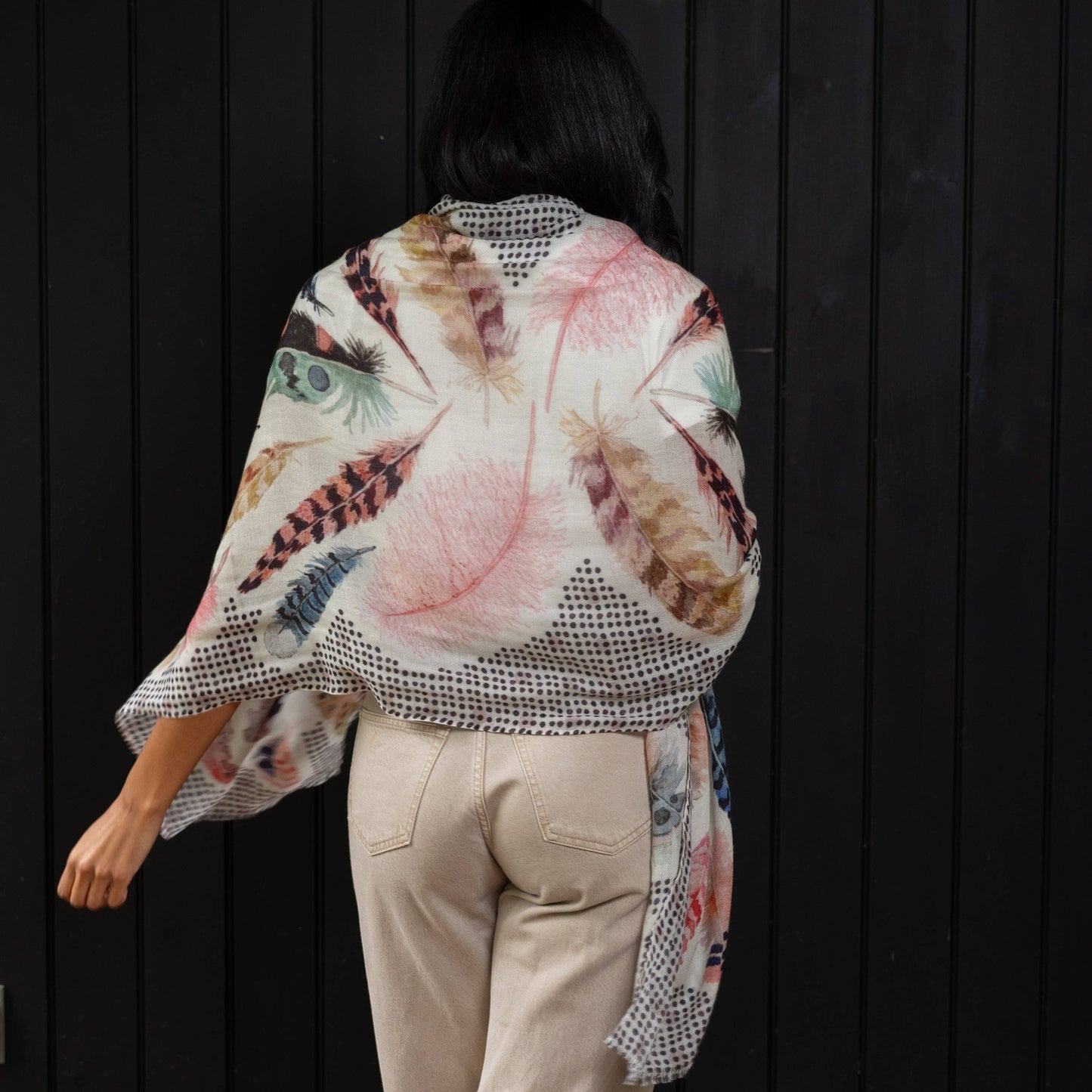 Wool Scarf- Polka Plumes