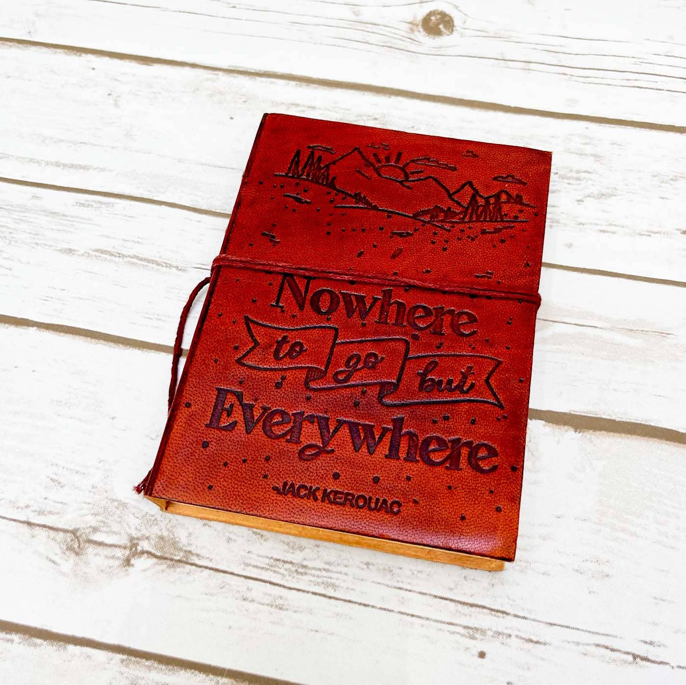 Nowhere And Everywhere Leather Journal - 5x7 Lined: Elastic Band