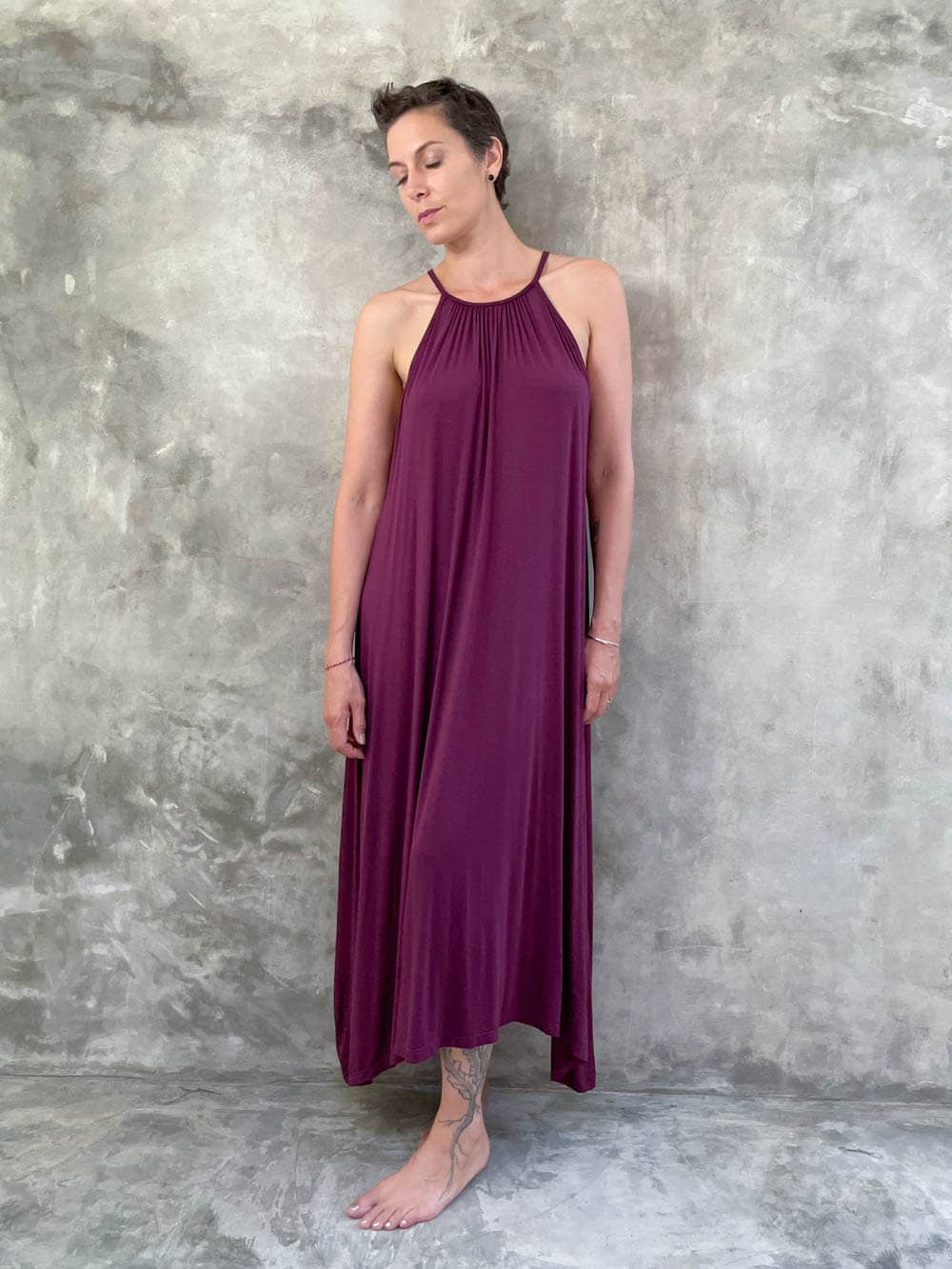 High Neck Maxi Dress: Teal / S/M