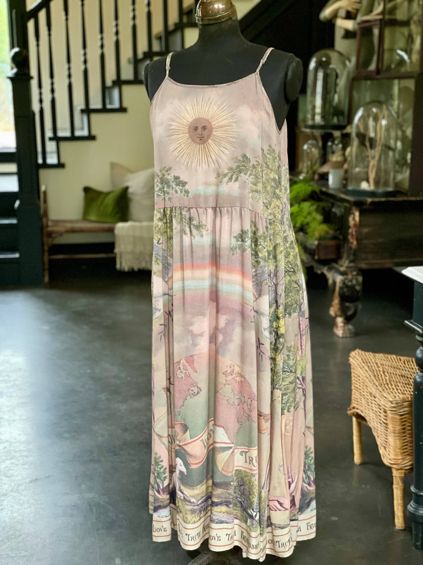 Friendship Love & Truth Vintage Wash Bohéme Slip Dress: L/XL (fits approx. size 12-16)