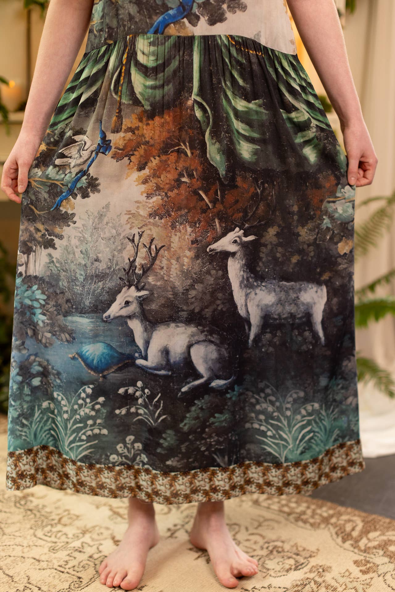 Theatre of Dreams Bohéme Bamboo Slip Dress with Deer: S/M (fits approx. size 6-10)