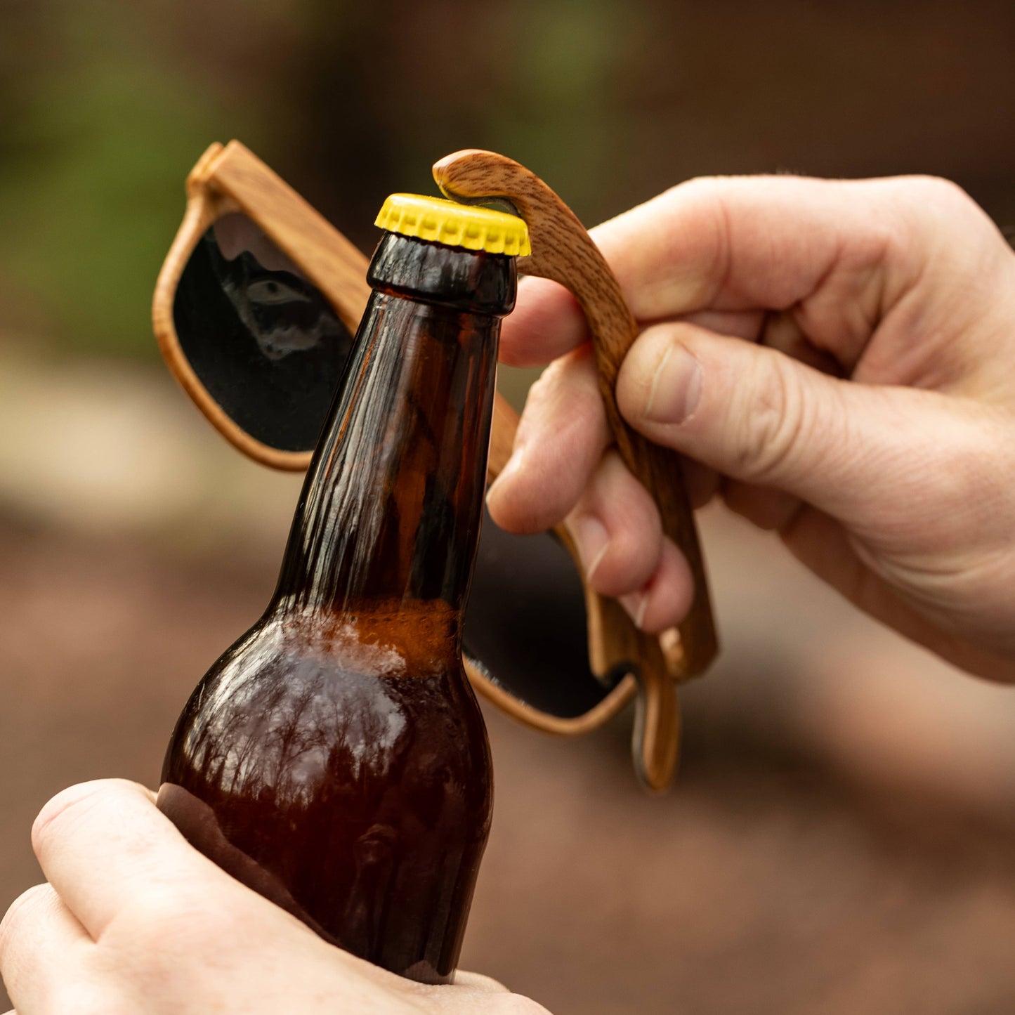 Bottle Opener Sunglasses - Faux Wood