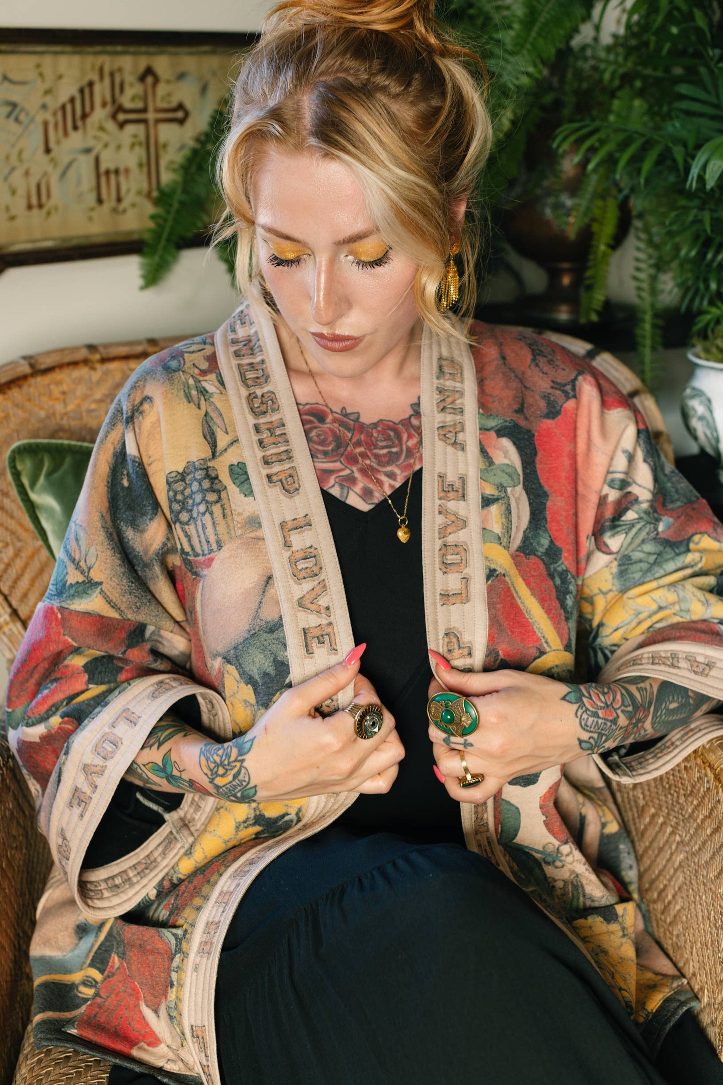 Friendship Love & Truth Cozy Fleece Cardigan Kimono Jacket