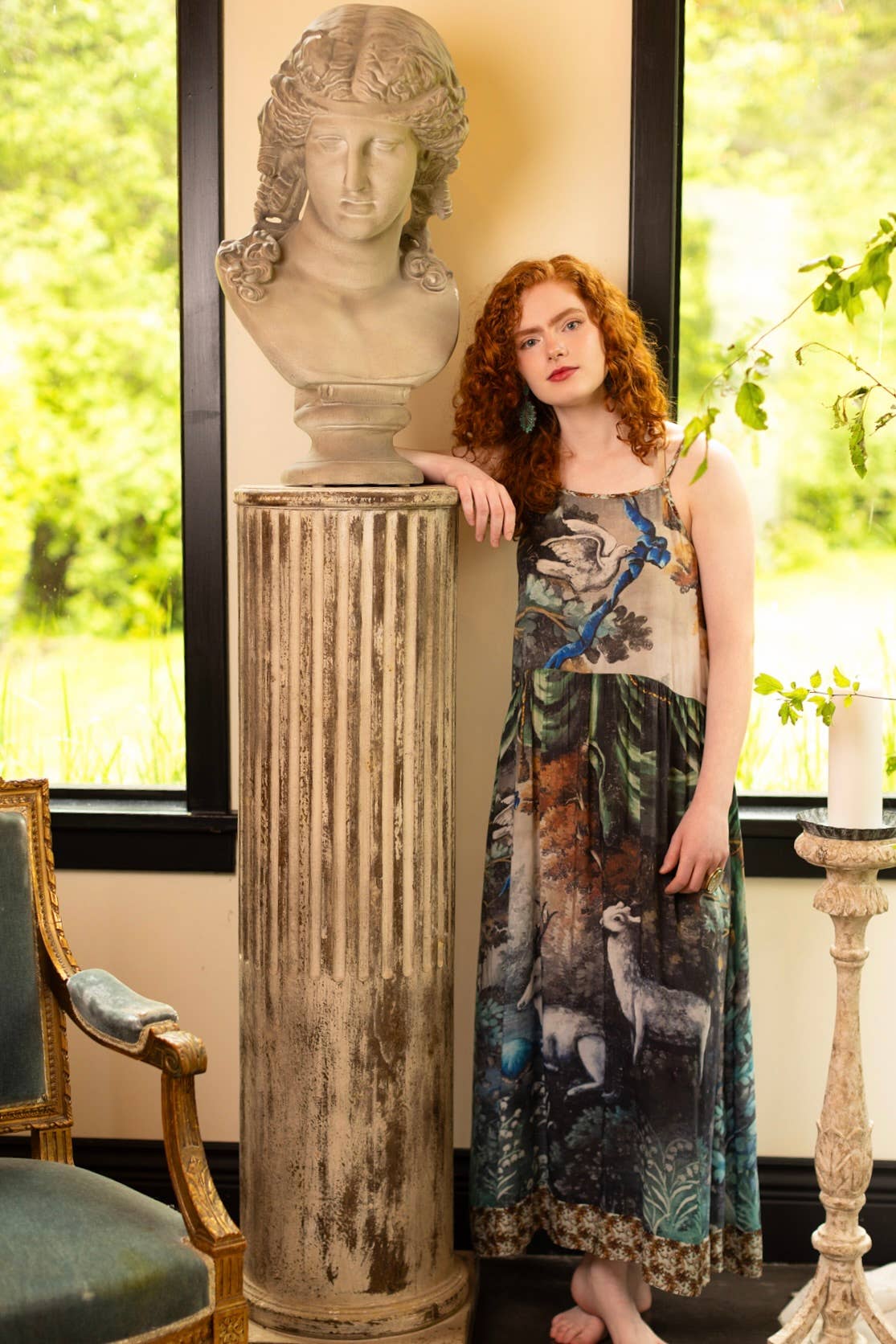 Theatre of Dreams Bohéme Bamboo Slip Dress with Deer: S/M (fits approx. size 6-10)