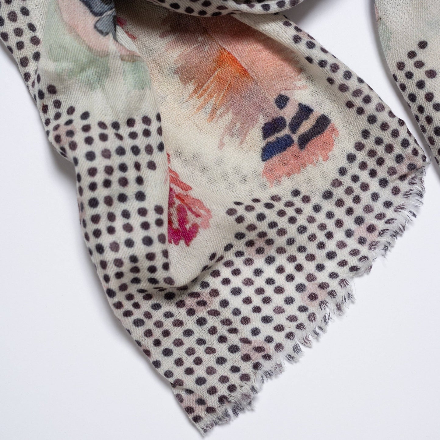 Wool Scarf- Polka Plumes