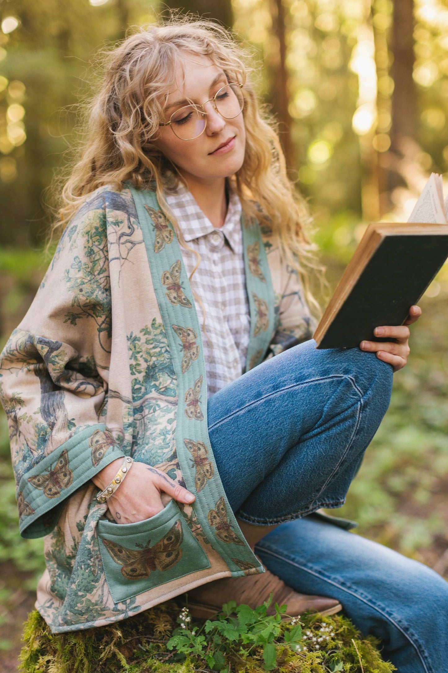 Earth & Sky Fleece Lined Cozy Cottage Cardigan Kimono Jacket