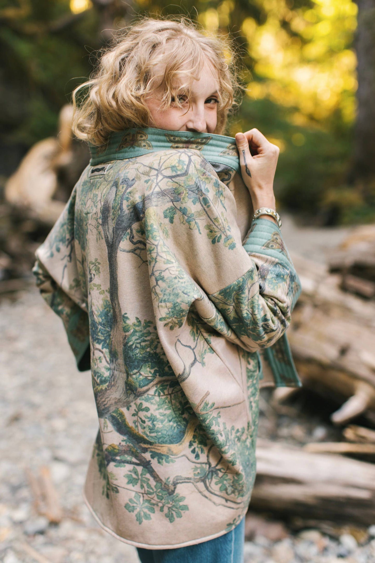 Earth & Sky Fleece Lined Cozy Cottage Cardigan Kimono Jacket