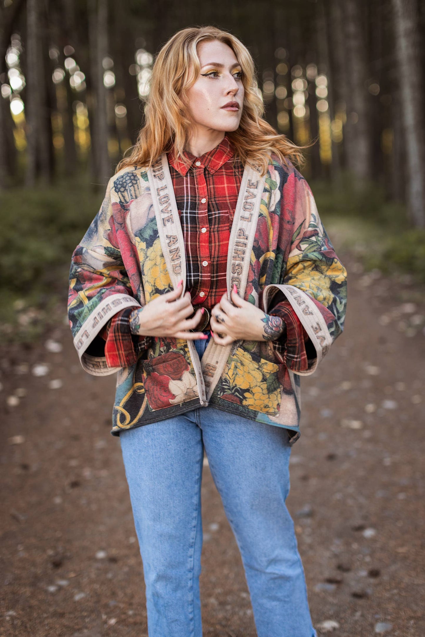 Friendship Love & Truth Cozy Fleece Cardigan Kimono Jacket