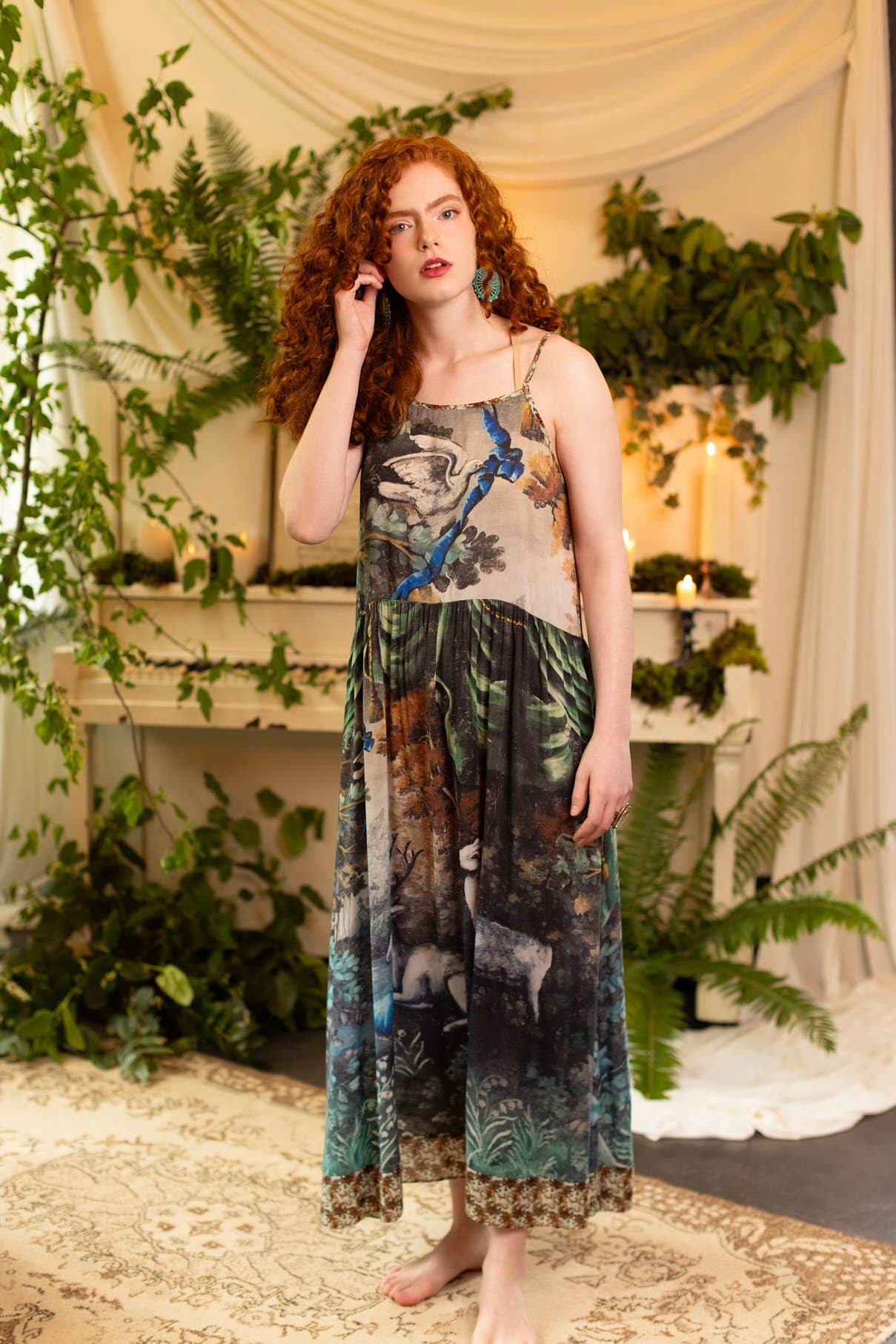 Theatre of Dreams Bohéme Bamboo Slip Dress with Deer: S/M (fits approx. size 6-10)