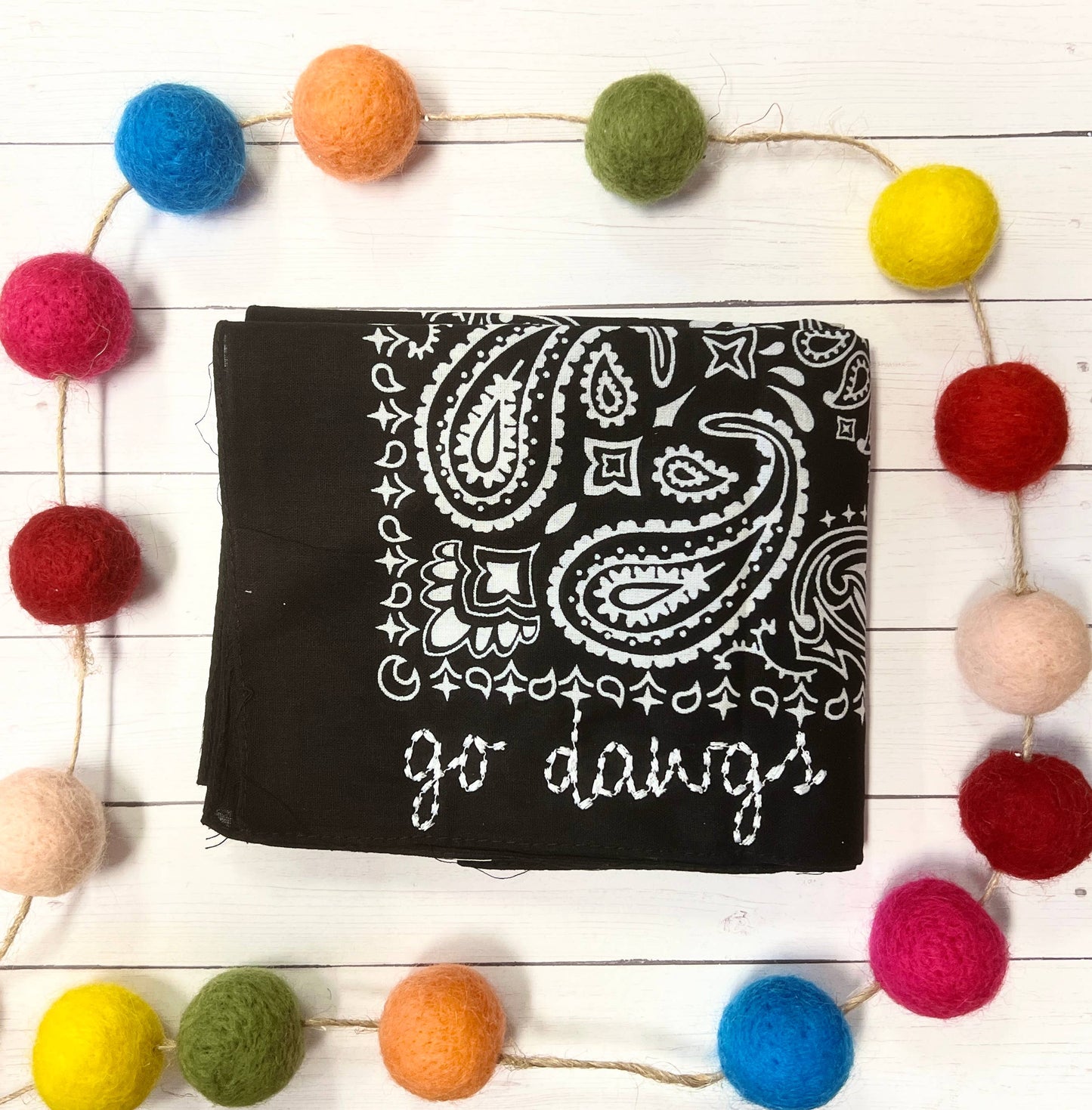 Go Dawgs Embroidered Bandana: Black Bandana