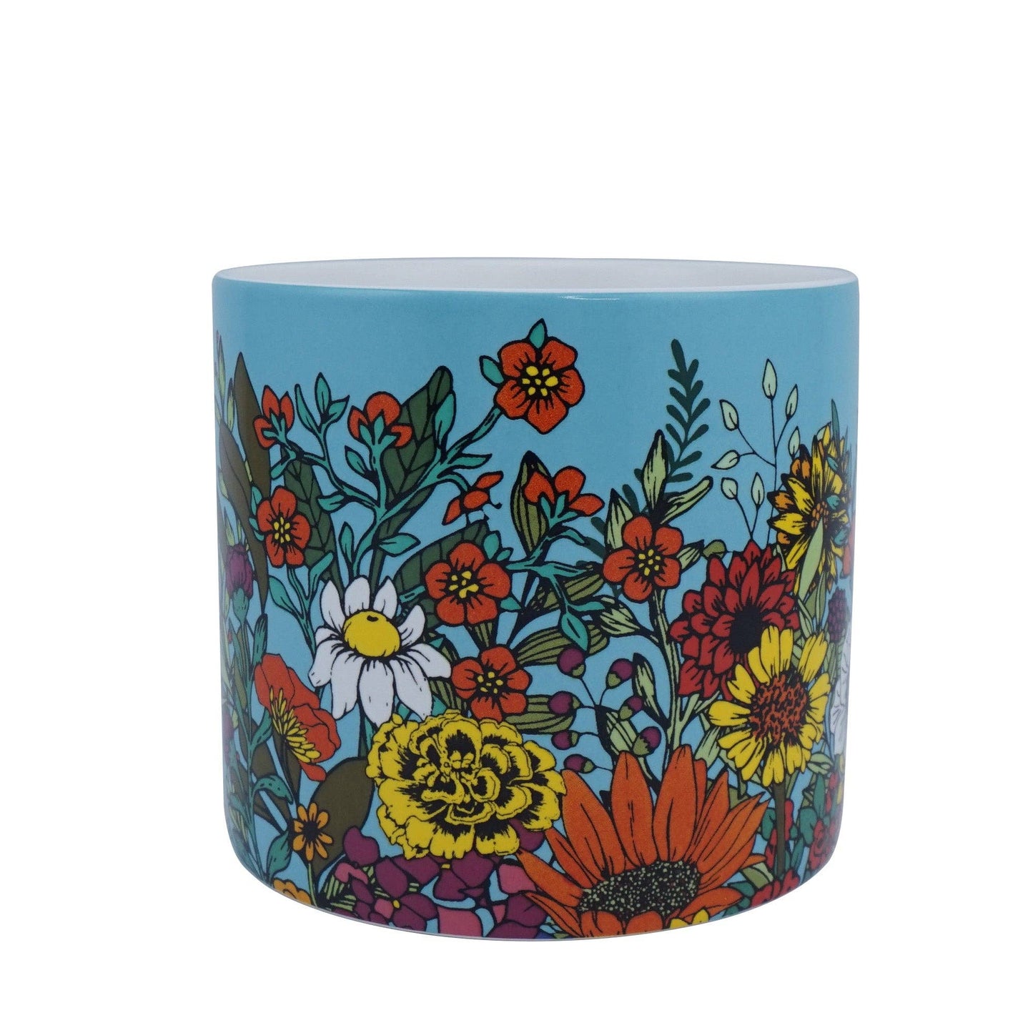 Ceramic Plant Pot Sunflowers Flowers Summer Floral