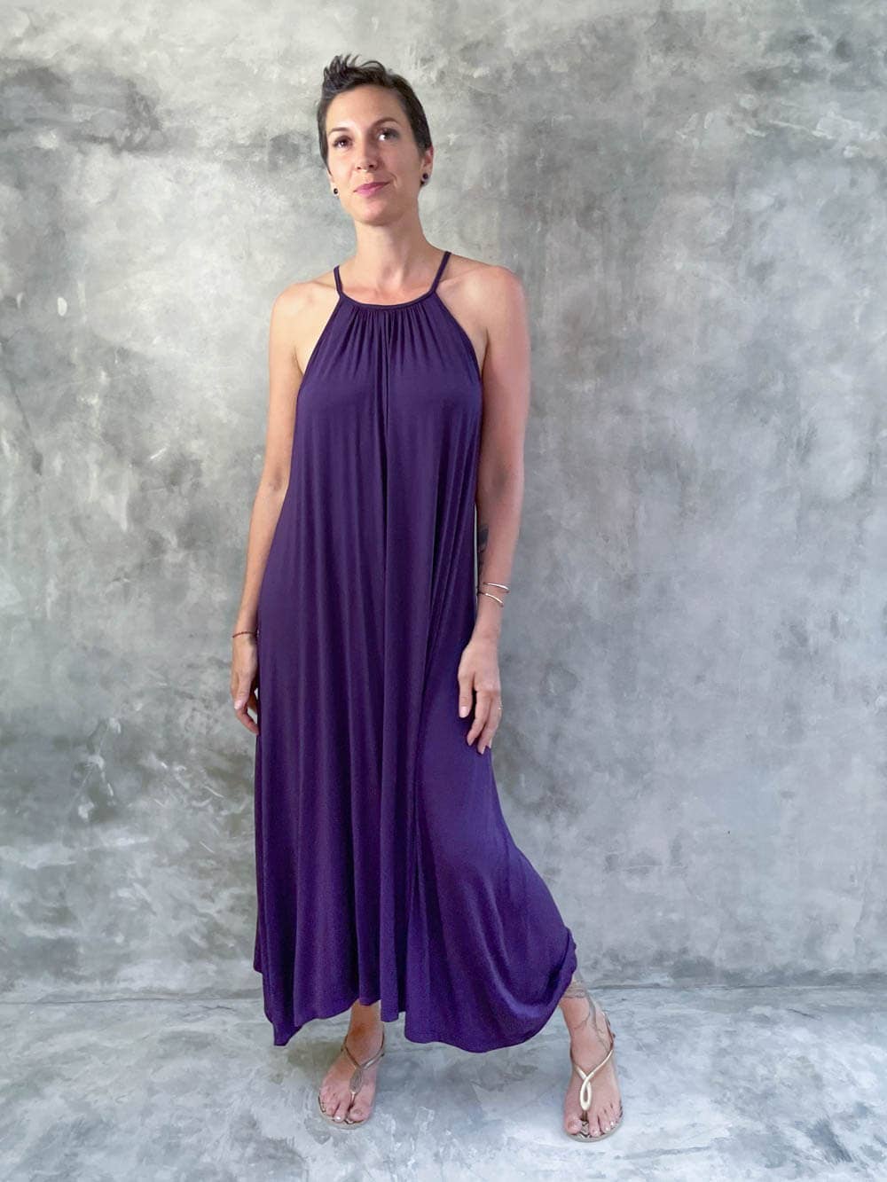 High Neck Maxi Dress: Teal / S/M