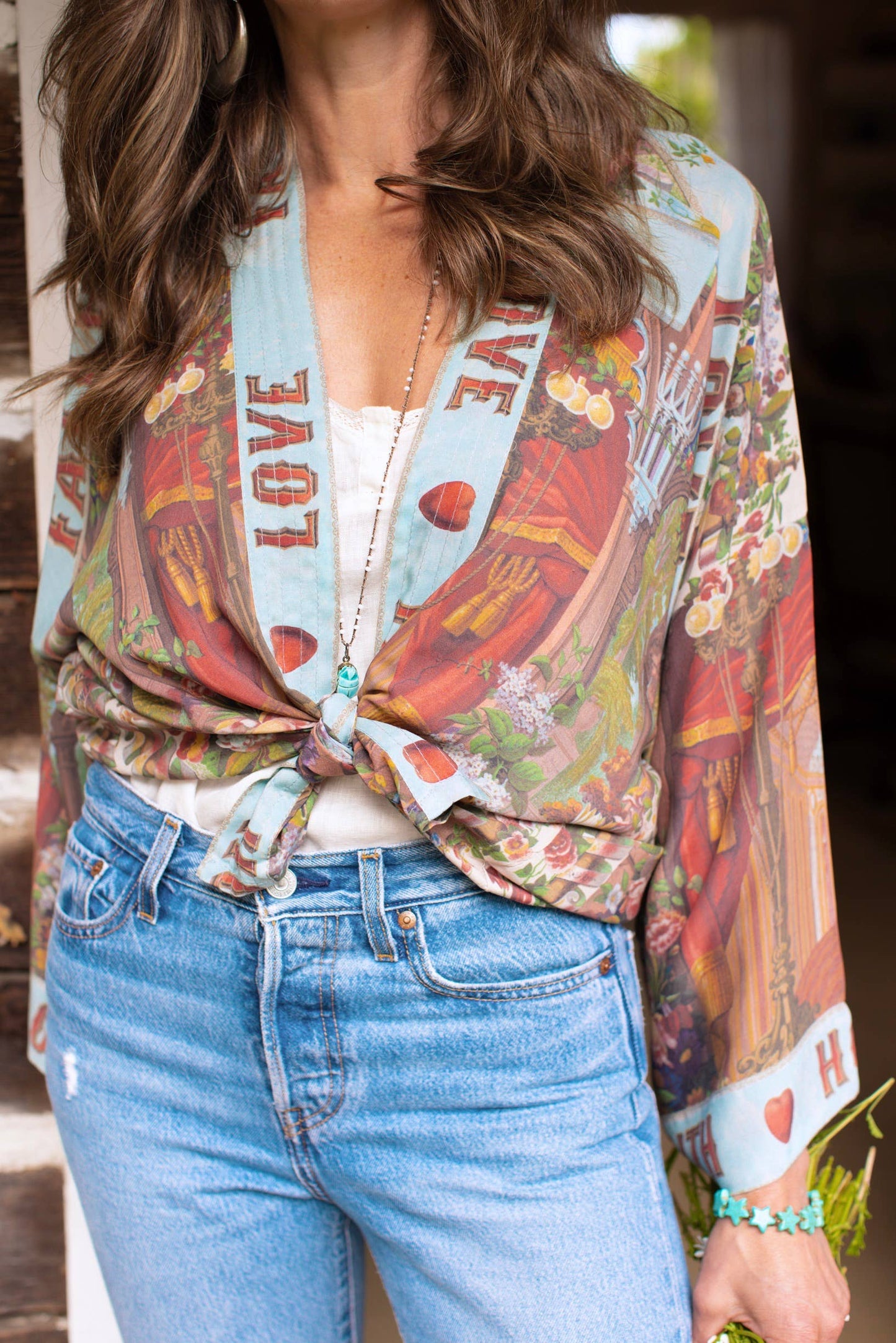 Love Language Cropped Bamboo Kimono Cardigan