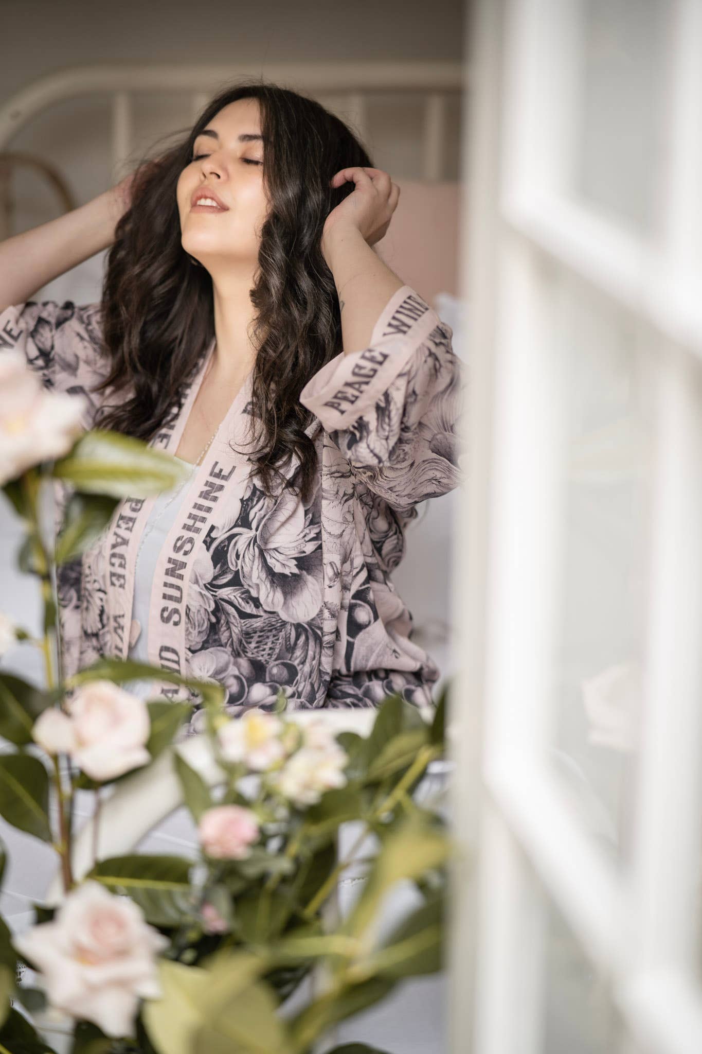 Peace Wine and Sunshine Cropped Bamboo Kimono Cardigan