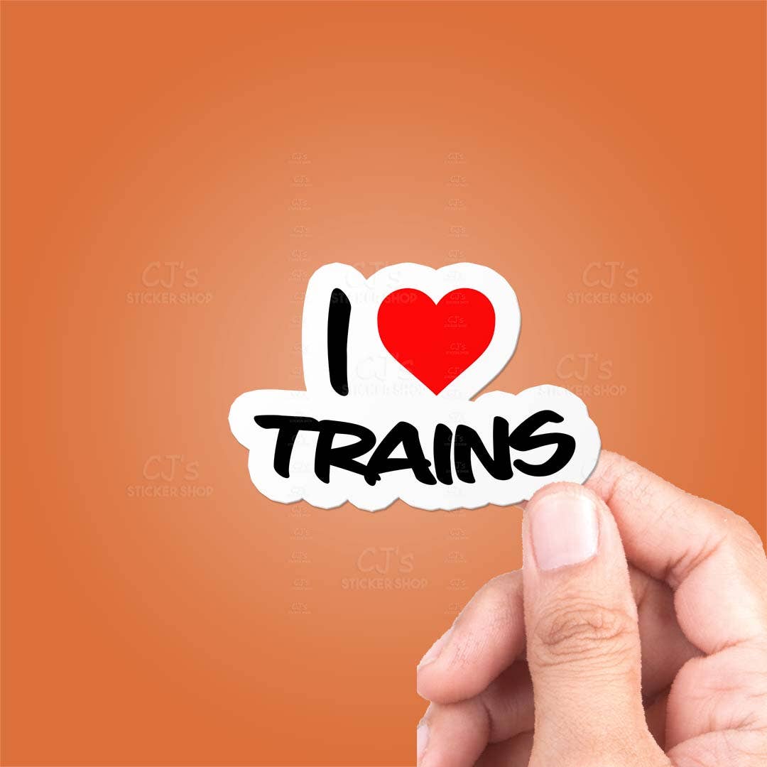 I Love Trains Sticker Vinyl Decal: 3"