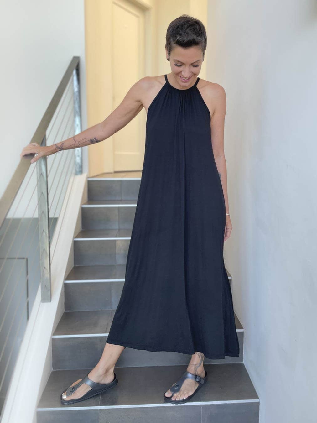 High Neck Maxi Dress: Teal / S/M
