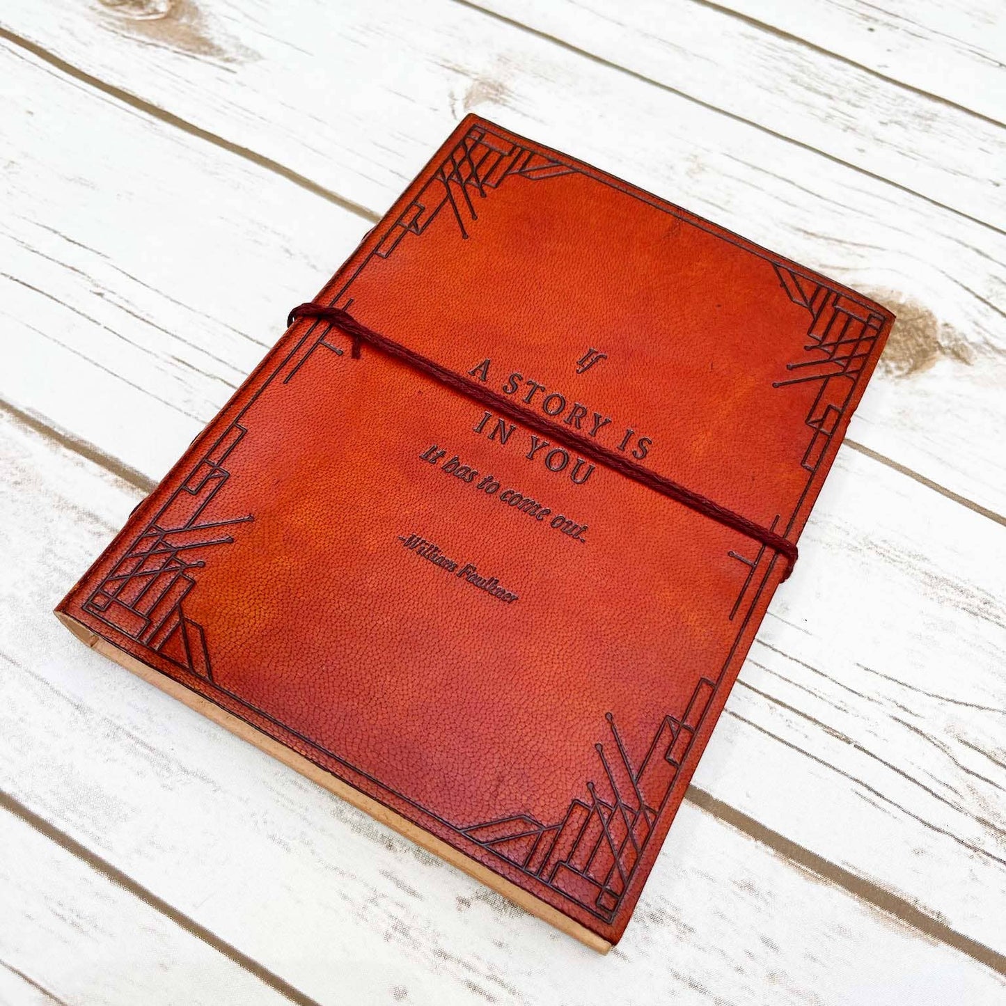 "If A Story" Handmade Quote Leather Journal - 5x7 Brown: Elastic Band
