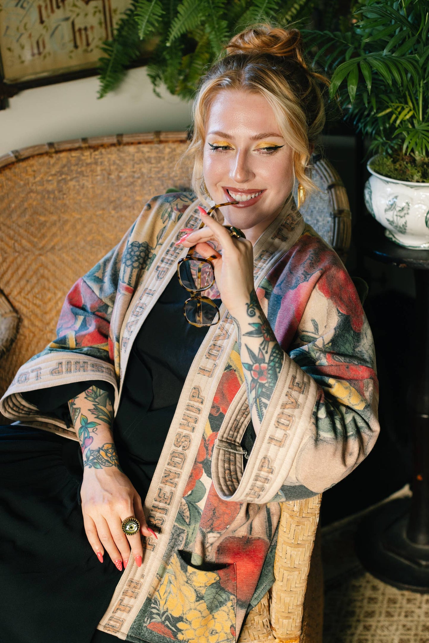 Friendship Love & Truth Cozy Fleece Cardigan Kimono Jacket