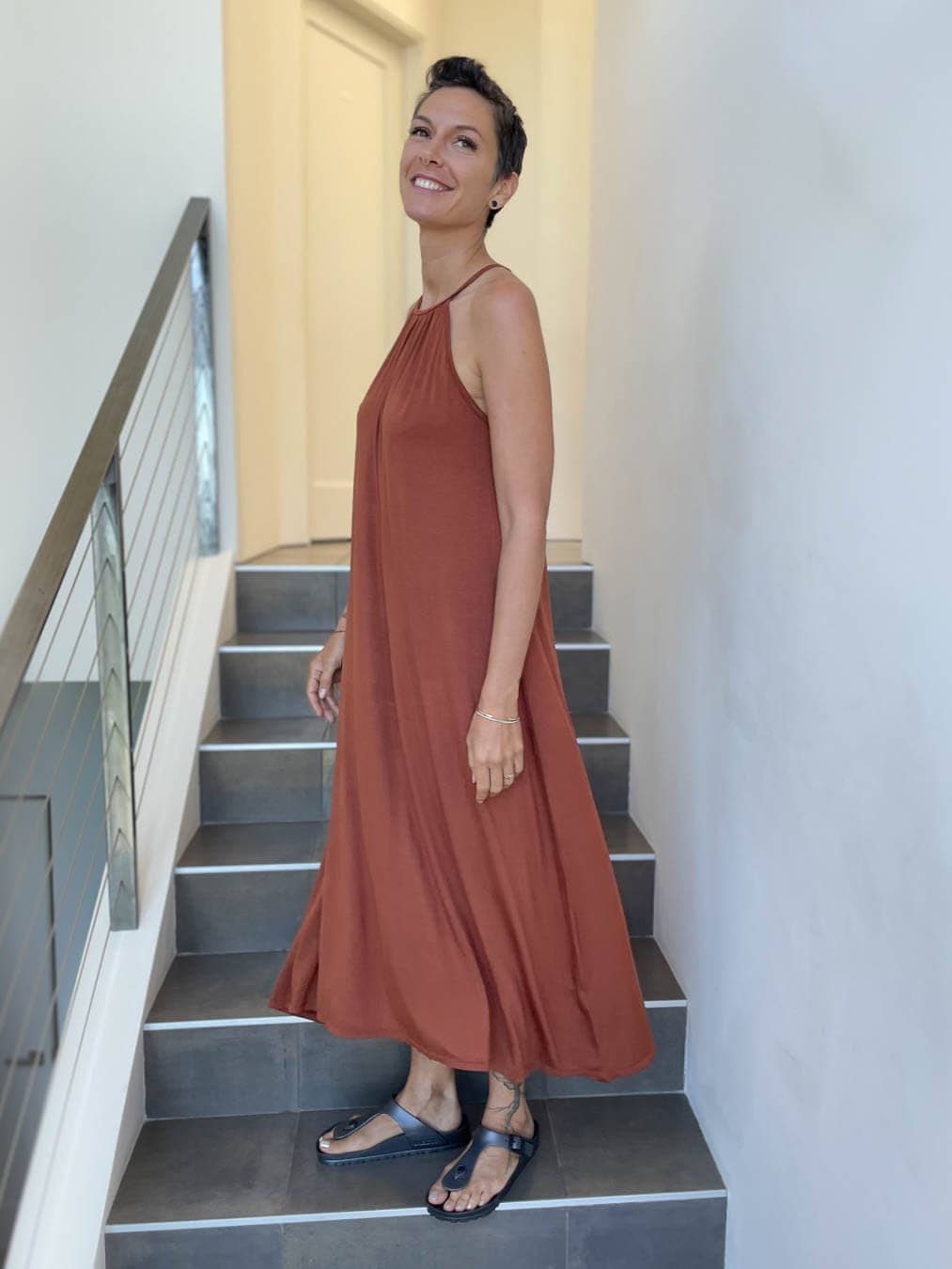 High Neck Maxi Dress: Teal / S/M