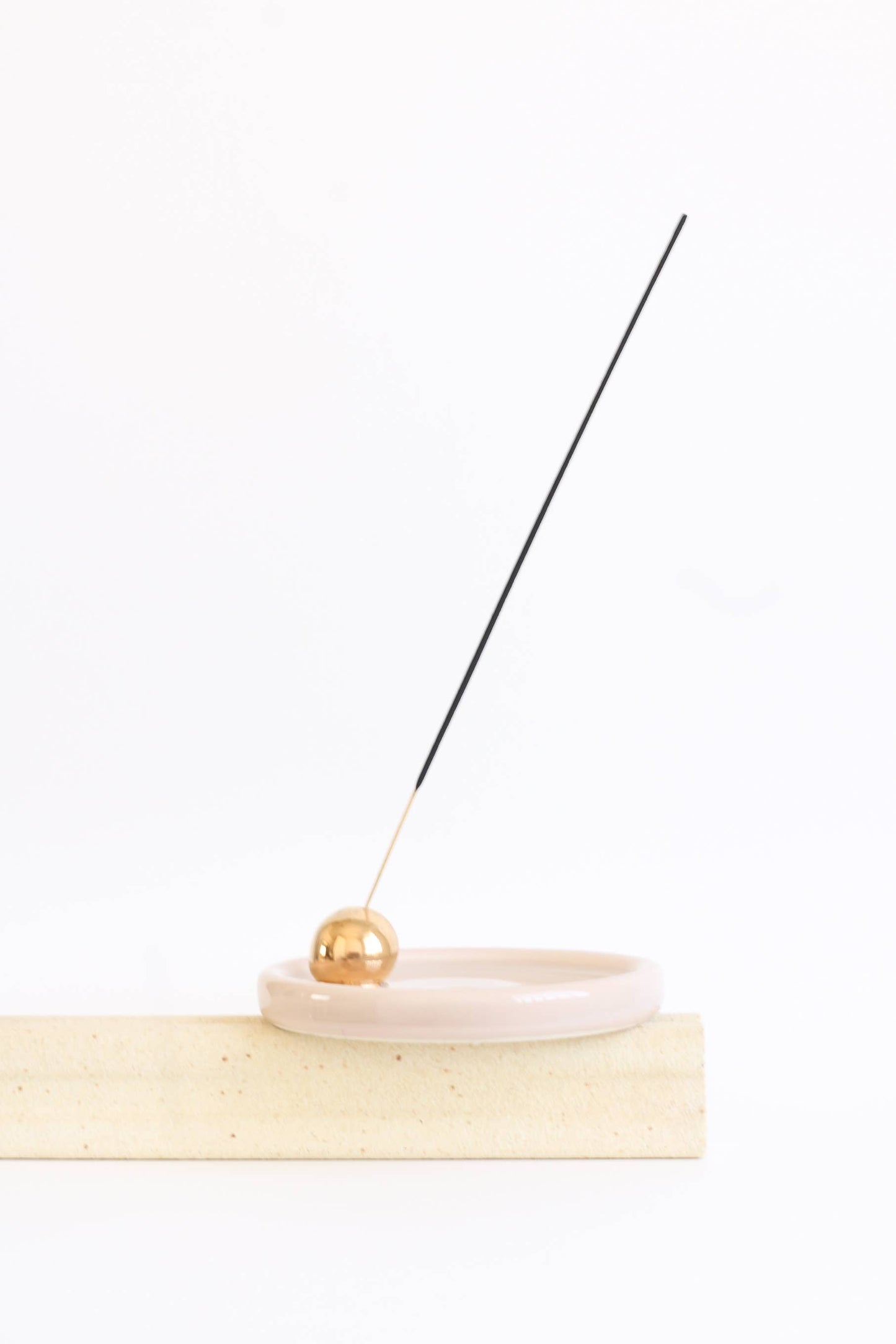 Modern Ceramic Pink & 22 Karat Gold Incense Dish - Handmade