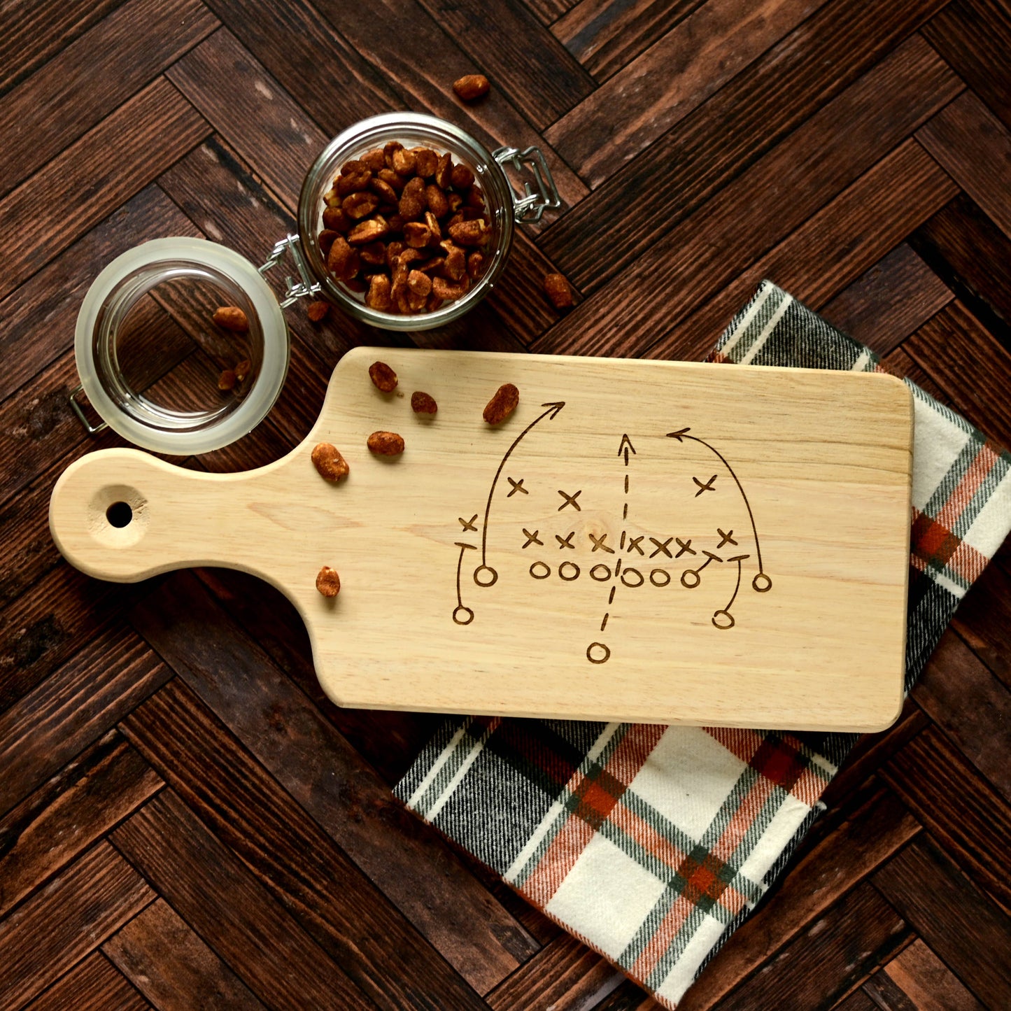 Football Serving Board with Playbook Engraving - Fall Decor