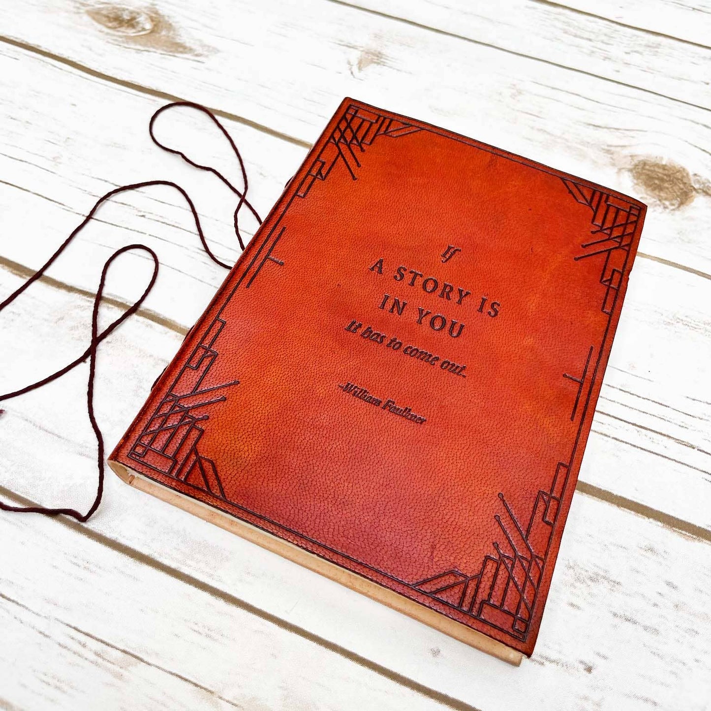 "If A Story" Handmade Quote Leather Journal - 5x7 Brown: Elastic Band