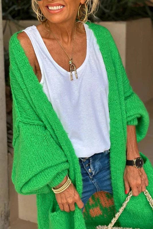 Love & Peace Exposed Seam Knit Sweater Long Cardigan: Fuchsia / L