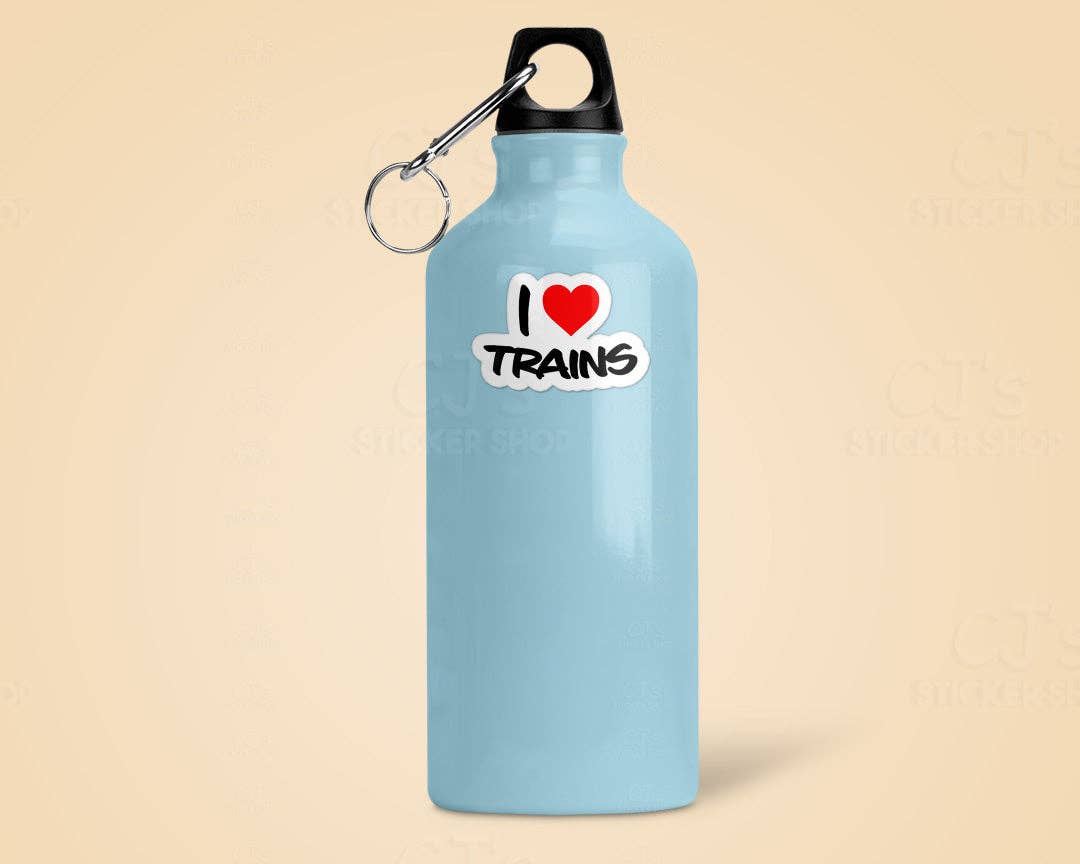 I Love Trains Sticker Vinyl Decal: 3"