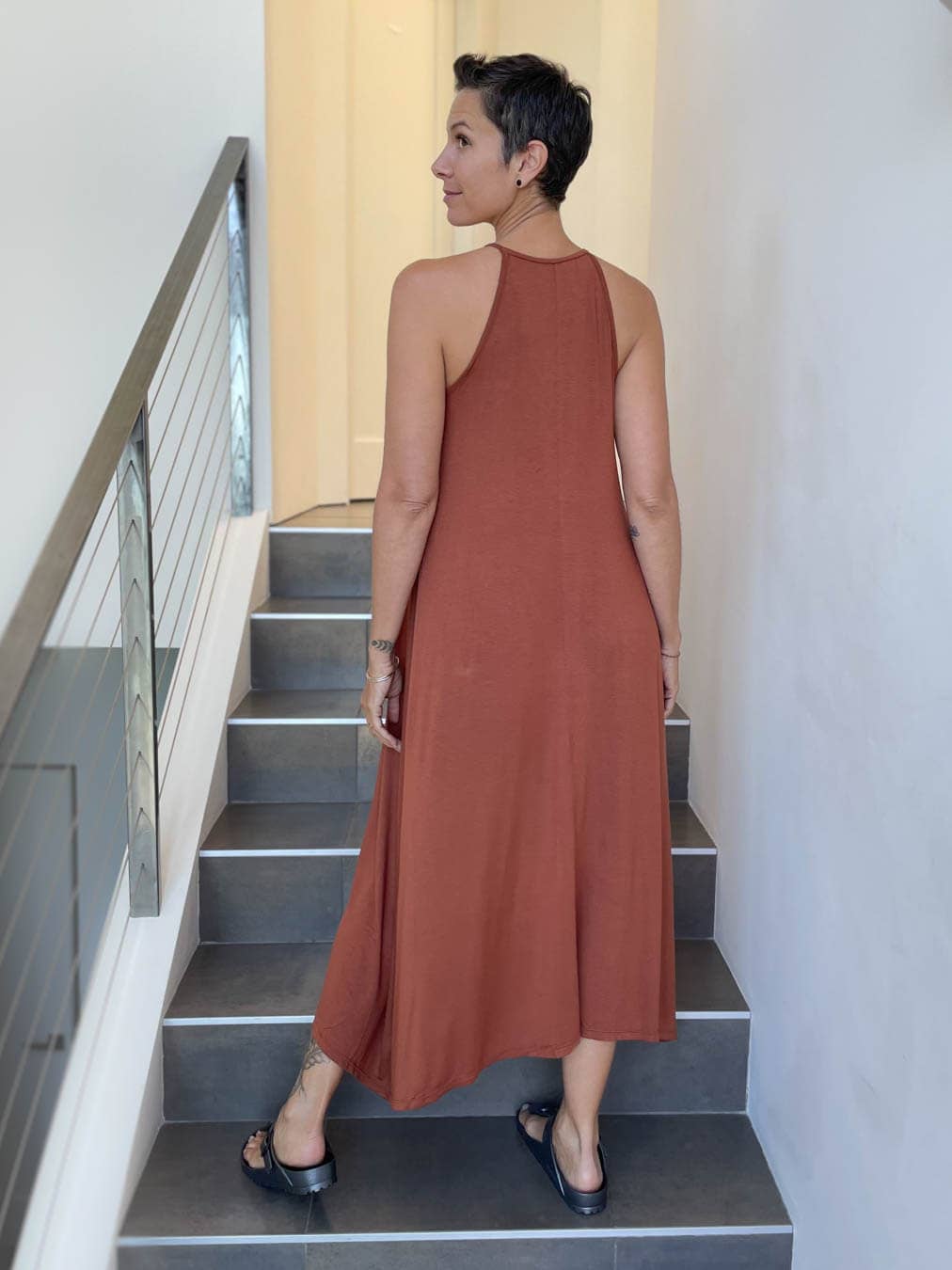 High Neck Maxi Dress: Teal / S/M