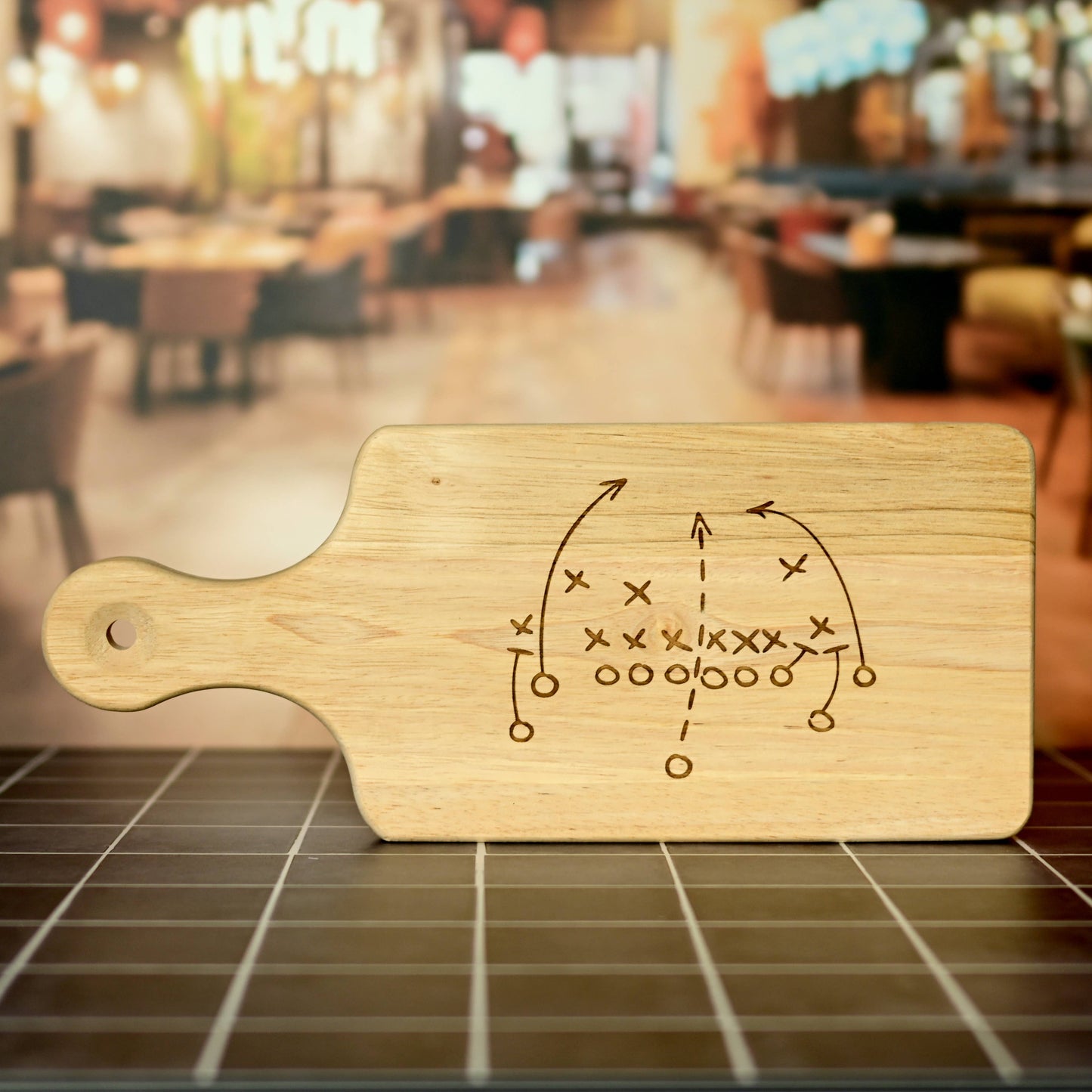 Football Serving Board with Playbook Engraving - Fall Decor