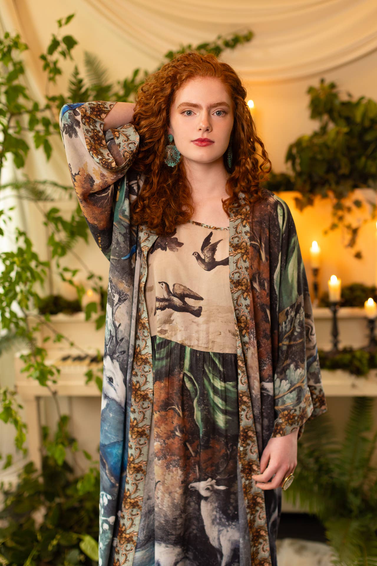 Theatre of Dreams Bohéme Bamboo Slip Dress with Deer: L/XL (fits approx. size 12-16)