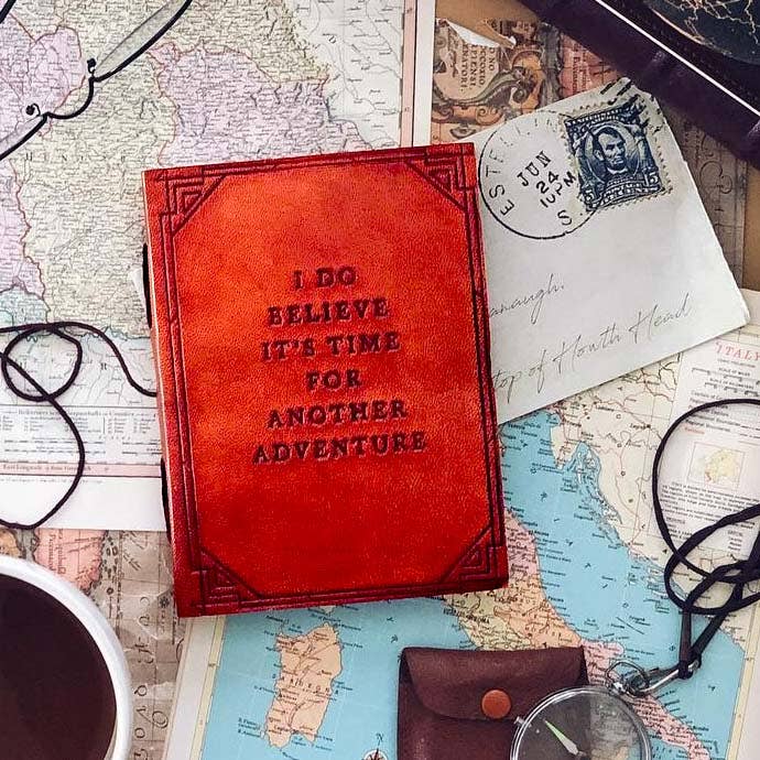Another Adventure Quote Leather Journal - 5x7 Brown: String Tie