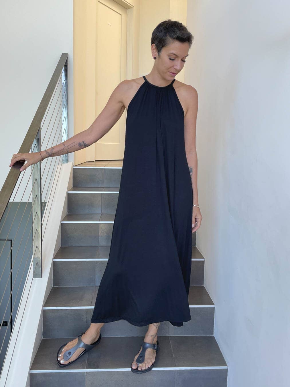 High Neck Maxi Dress: Teal / S/M