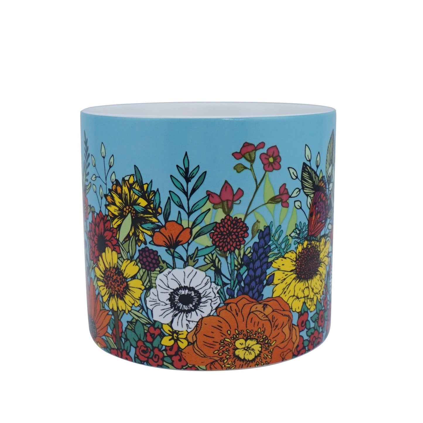 Ceramic Plant Pot Sunflowers Flowers Summer Floral