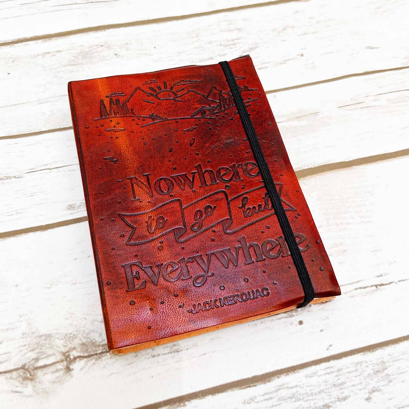 Nowhere And Everywhere Leather Journal - 5x7 Lined: Elastic Band