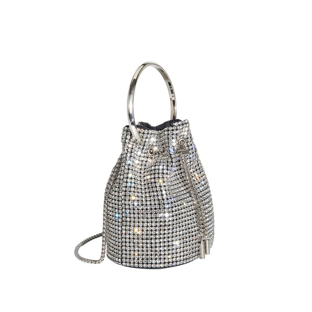 Kasee Small Crystal Top Handle Bag in Silver
