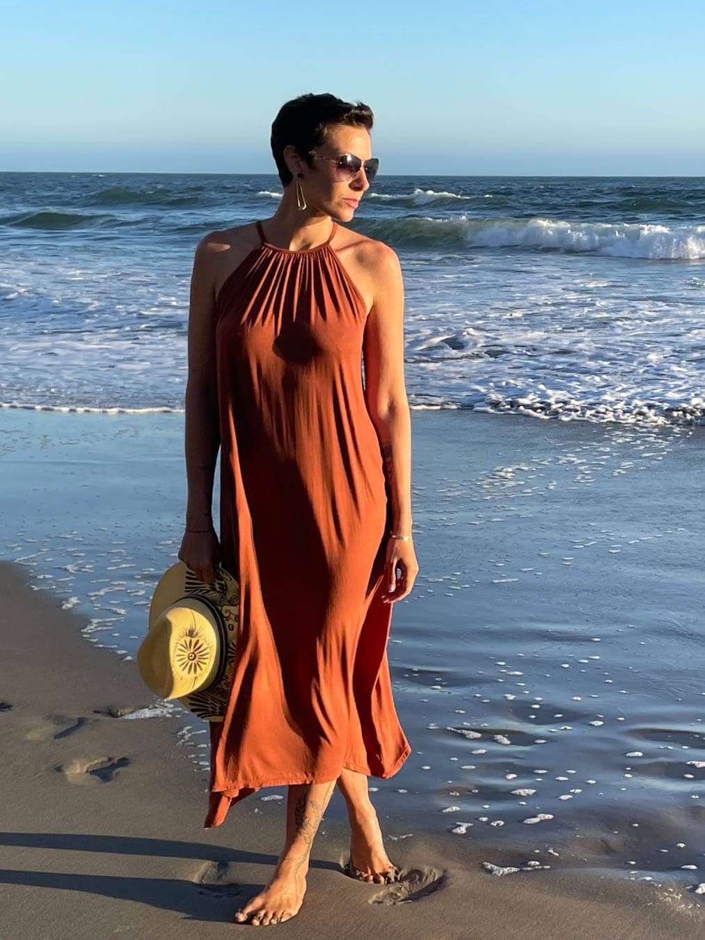 High Neck Maxi Dress: Teal / S/M